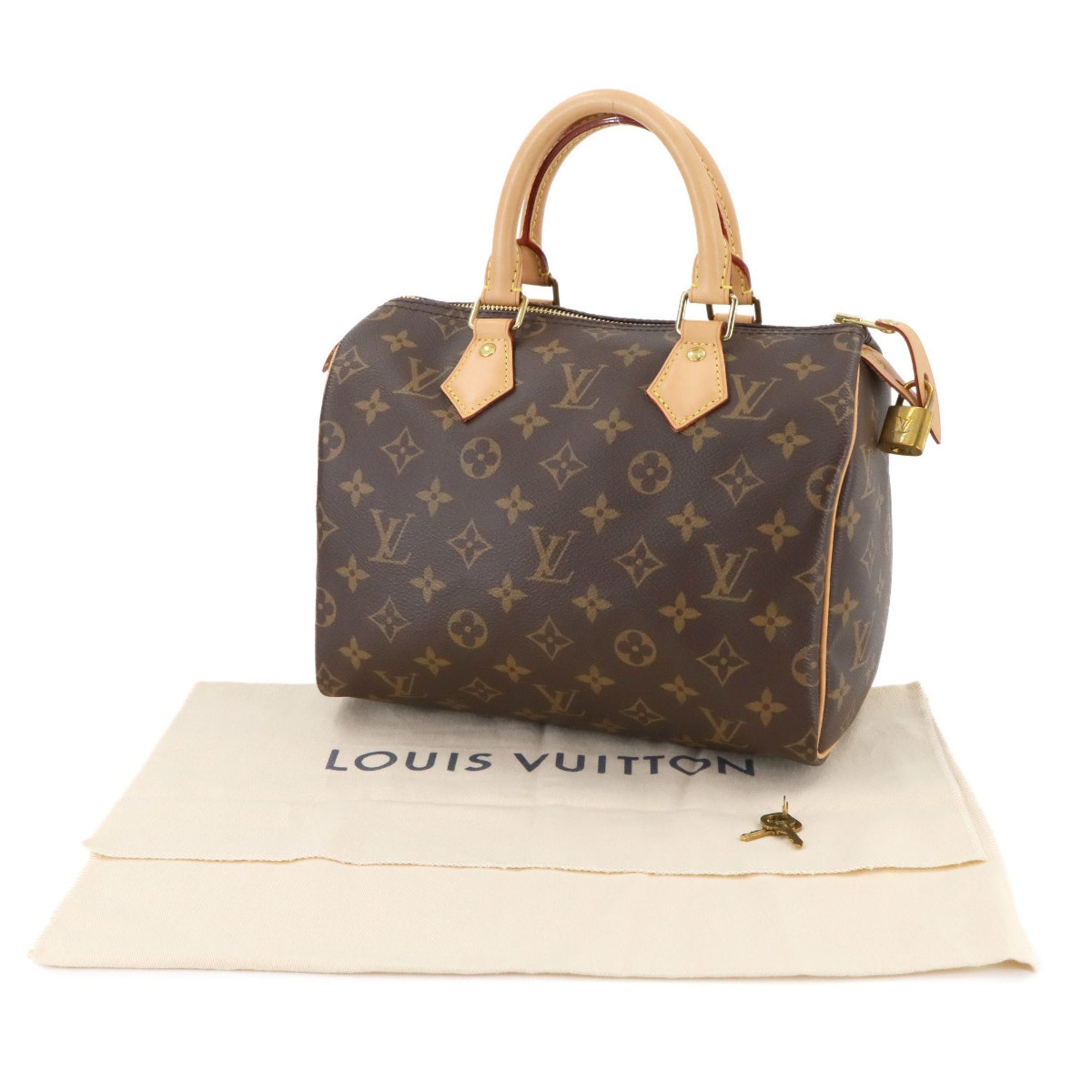Louis Vuitton Monogram Speedy 25 Handbag, Brown, M41109, RFID, Gold Hardware