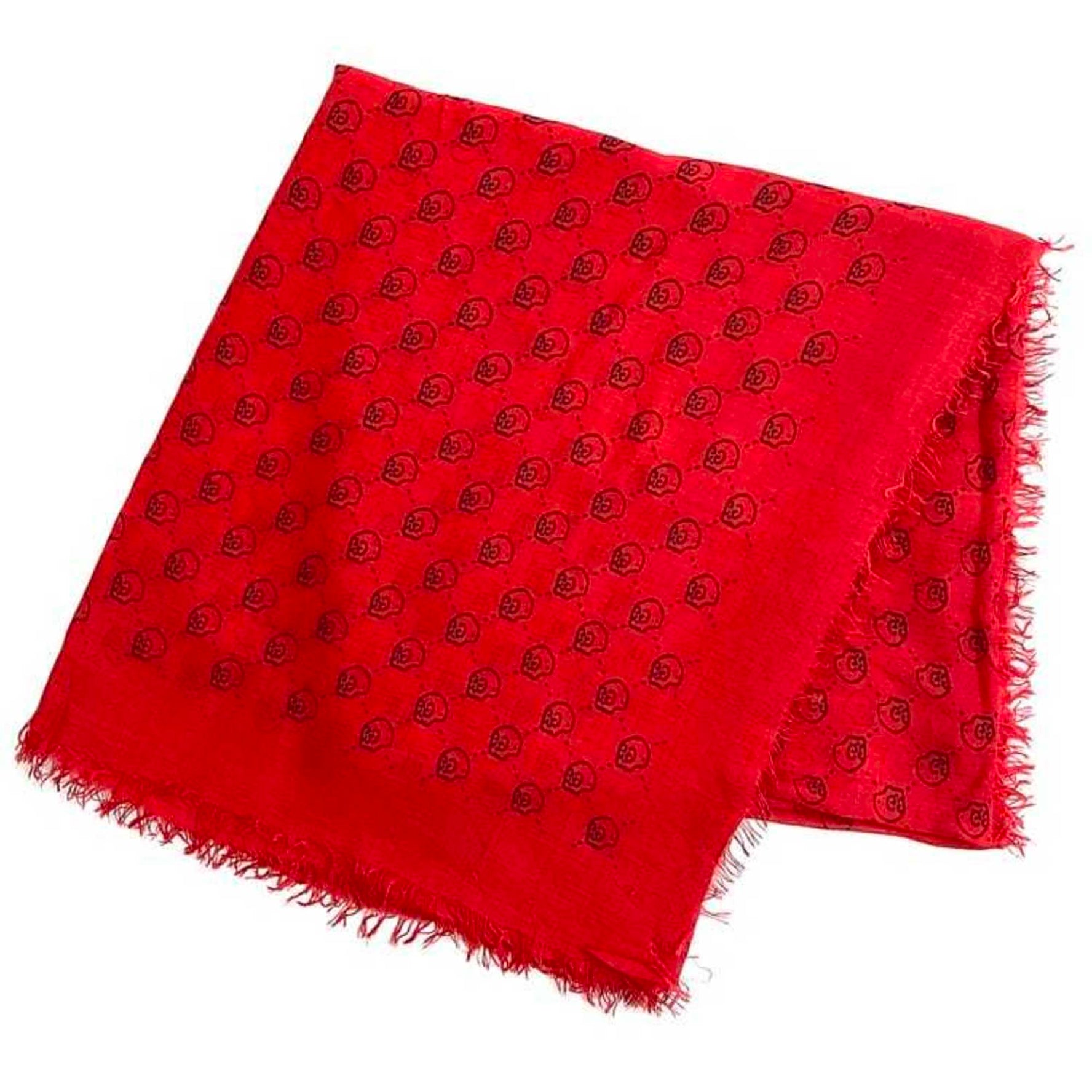Gucci scarf ec-22489 red ghost silk cotton GUCCI skull GG women's fashion pattern