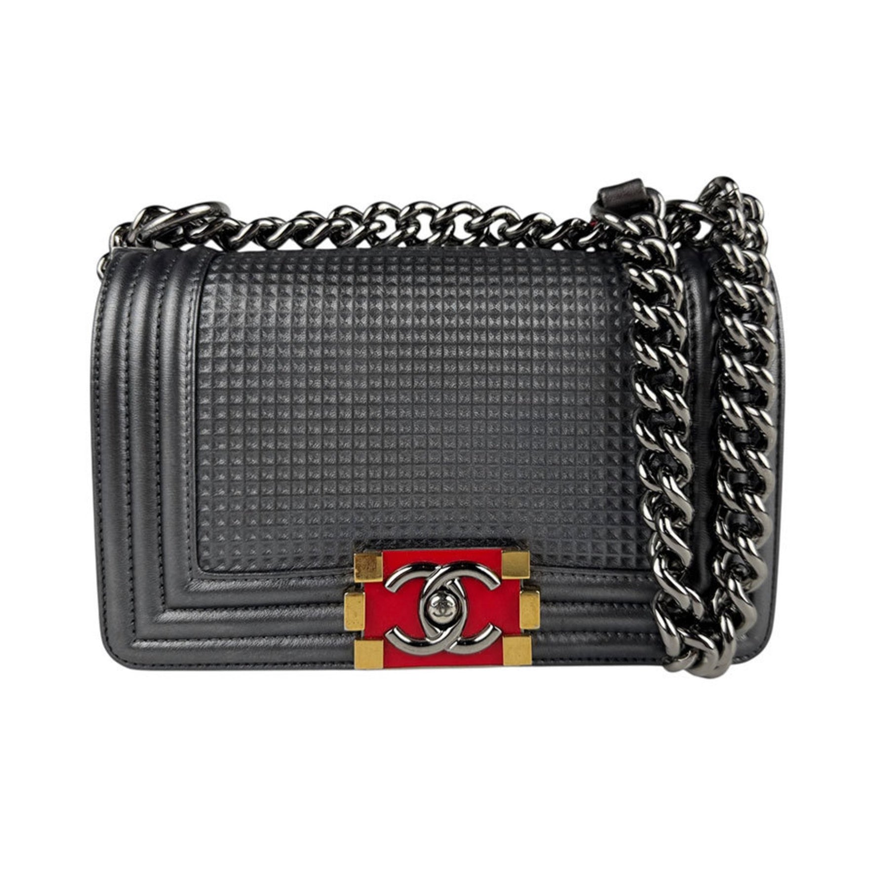 CHANEL Boy Shoulder Bag in Metallic Gray Leather