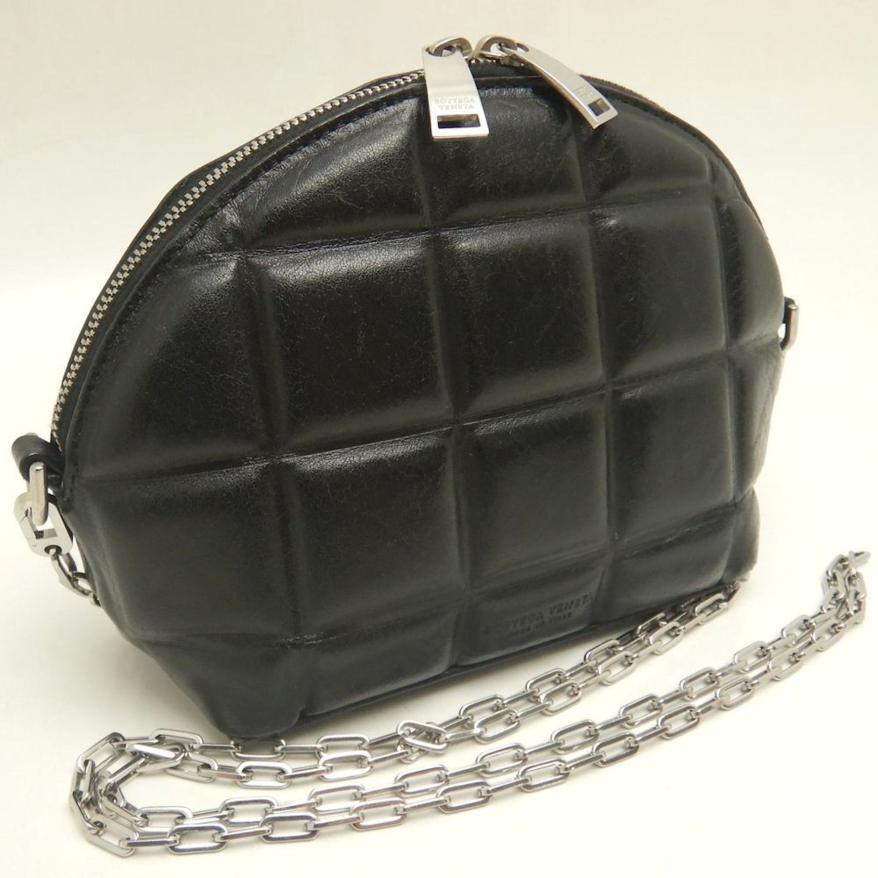 BOTTEGA VENETA Padded Half Moon Chain Shoulder Bag in Lambskin