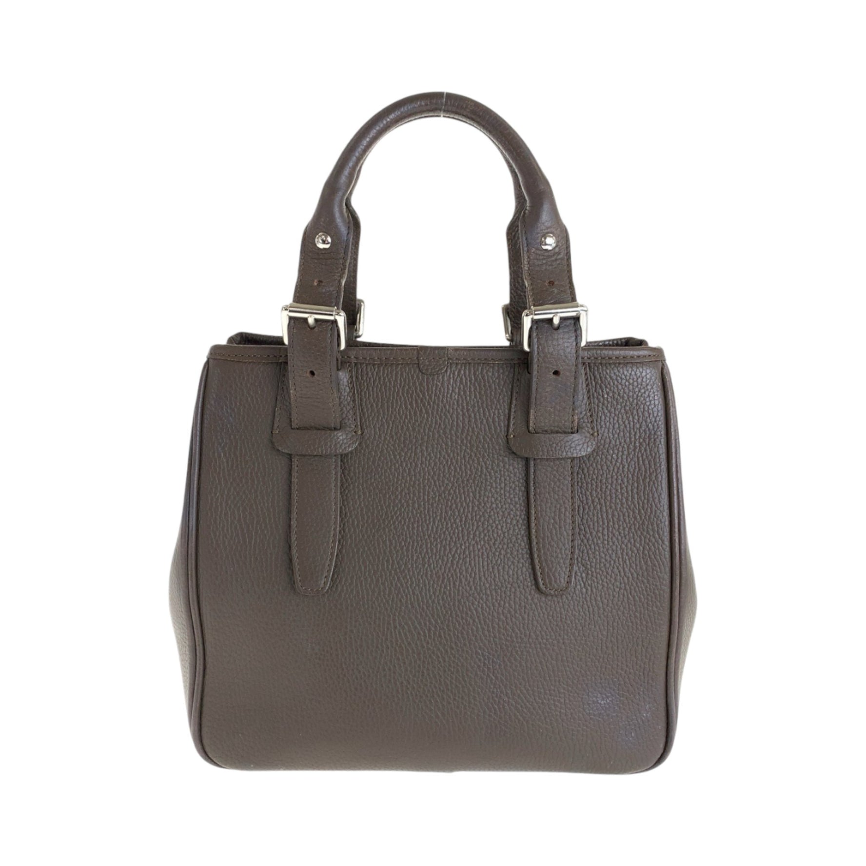 BURBERRY medium check leather tote bag with silver hardware