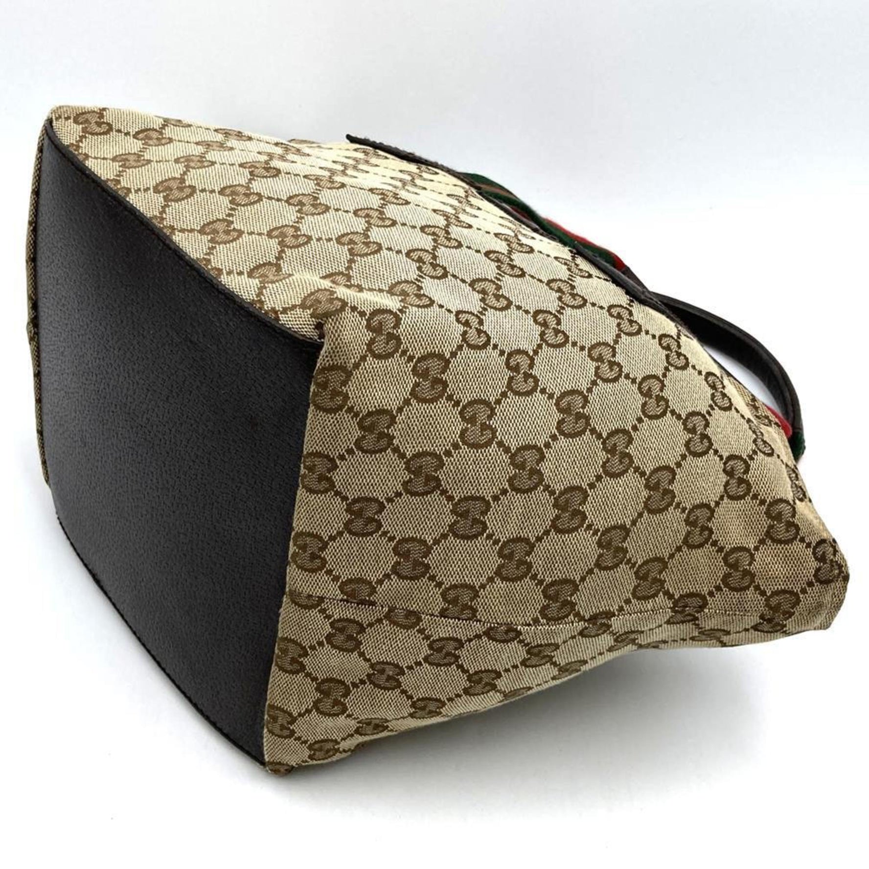 GUCCI GG Canvas Sherry Line Handbag Leather