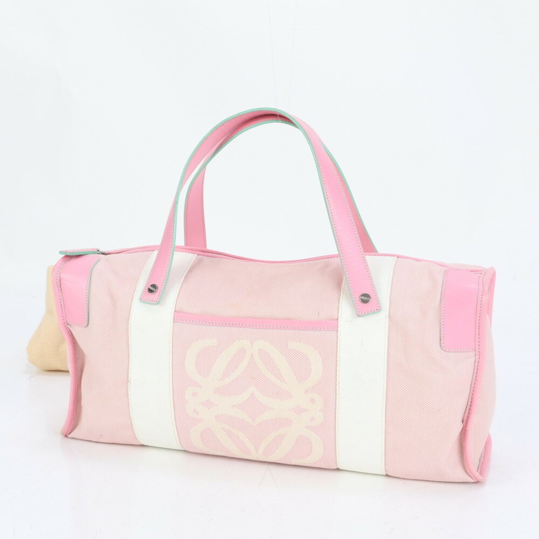 Loewe Anagram Mini Boston Leather Shoulder Bag/Handbag, Pink, Women's
