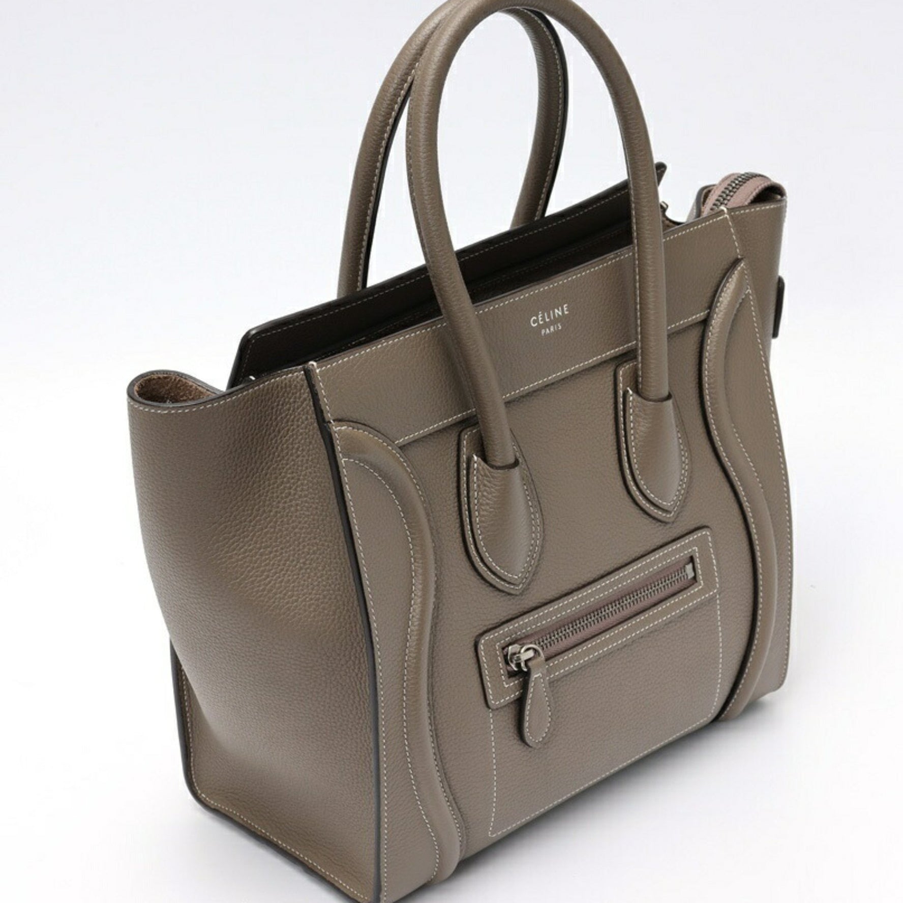 CELINE Luggage Micro Drummed Calfskin Suri (Greige)