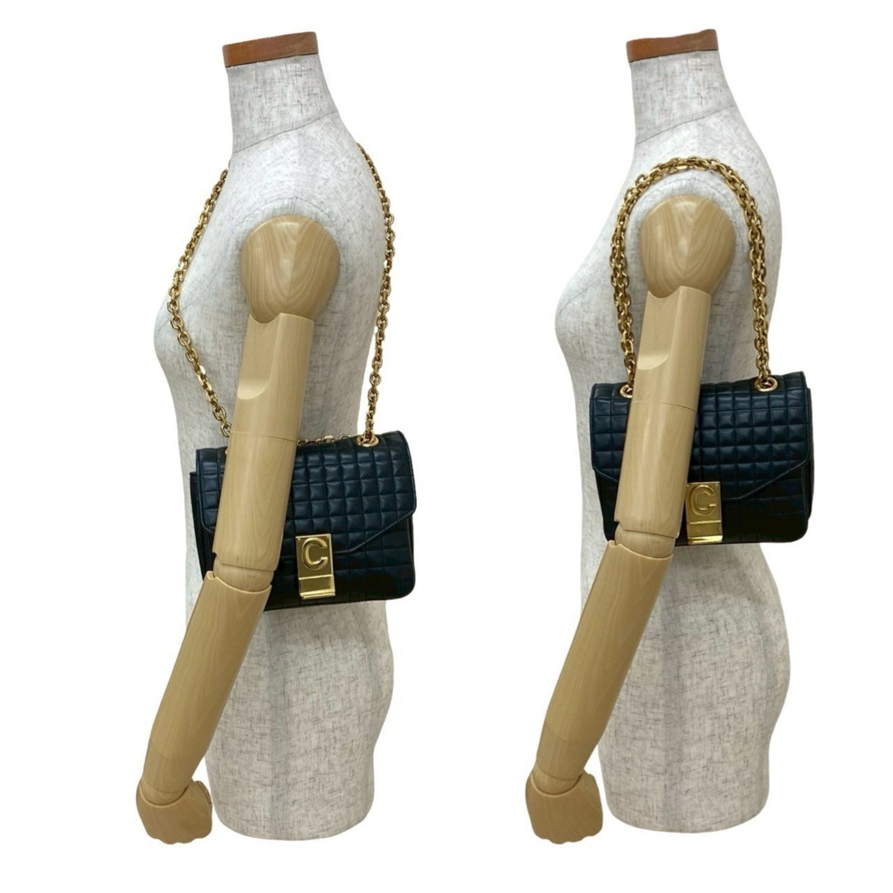 CELINE C Small Quilted Leather Chain Shoulder Bag/Semi-Shoulder Bag