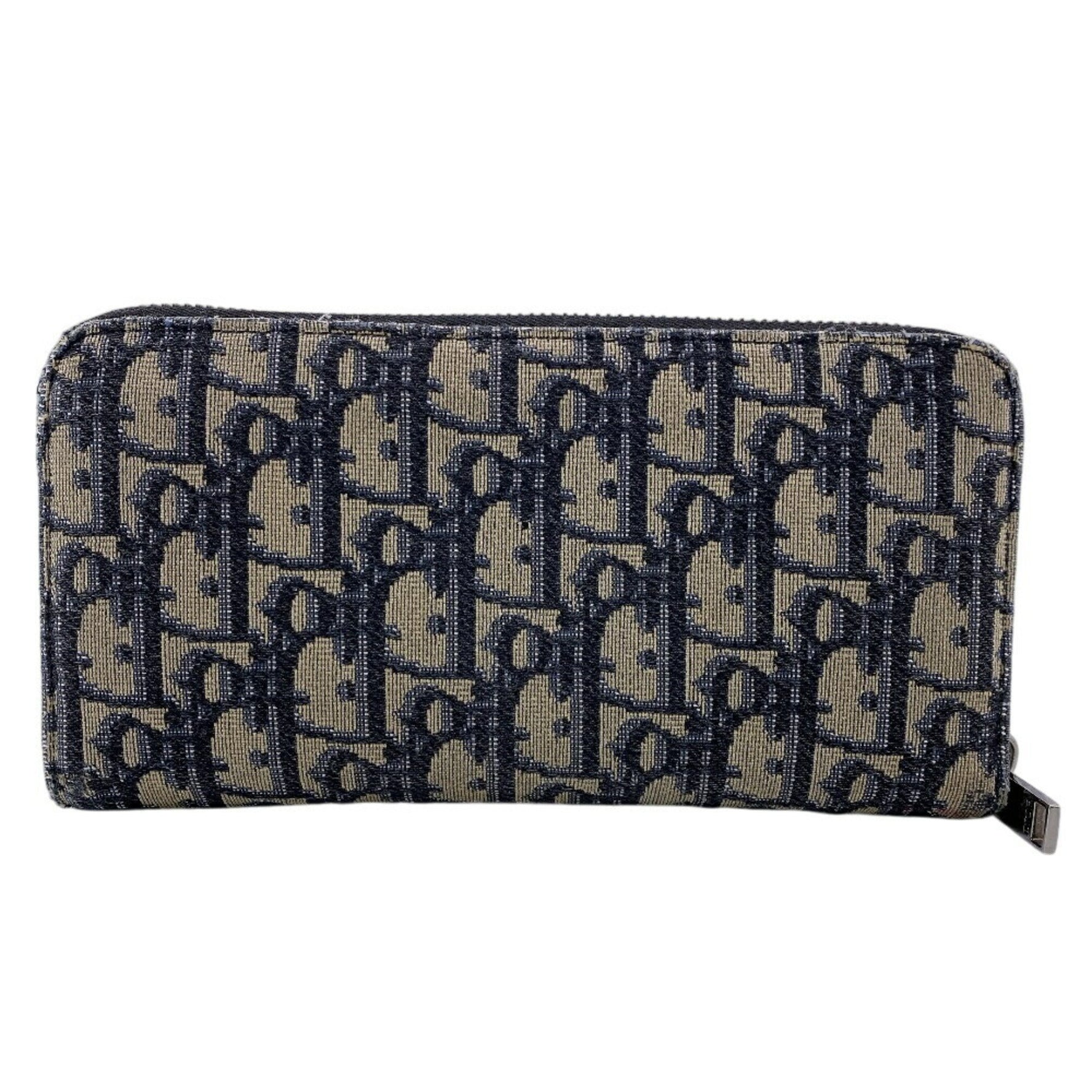 Christian Dior Round Trotter Long Wallet, Navy, Unisex
