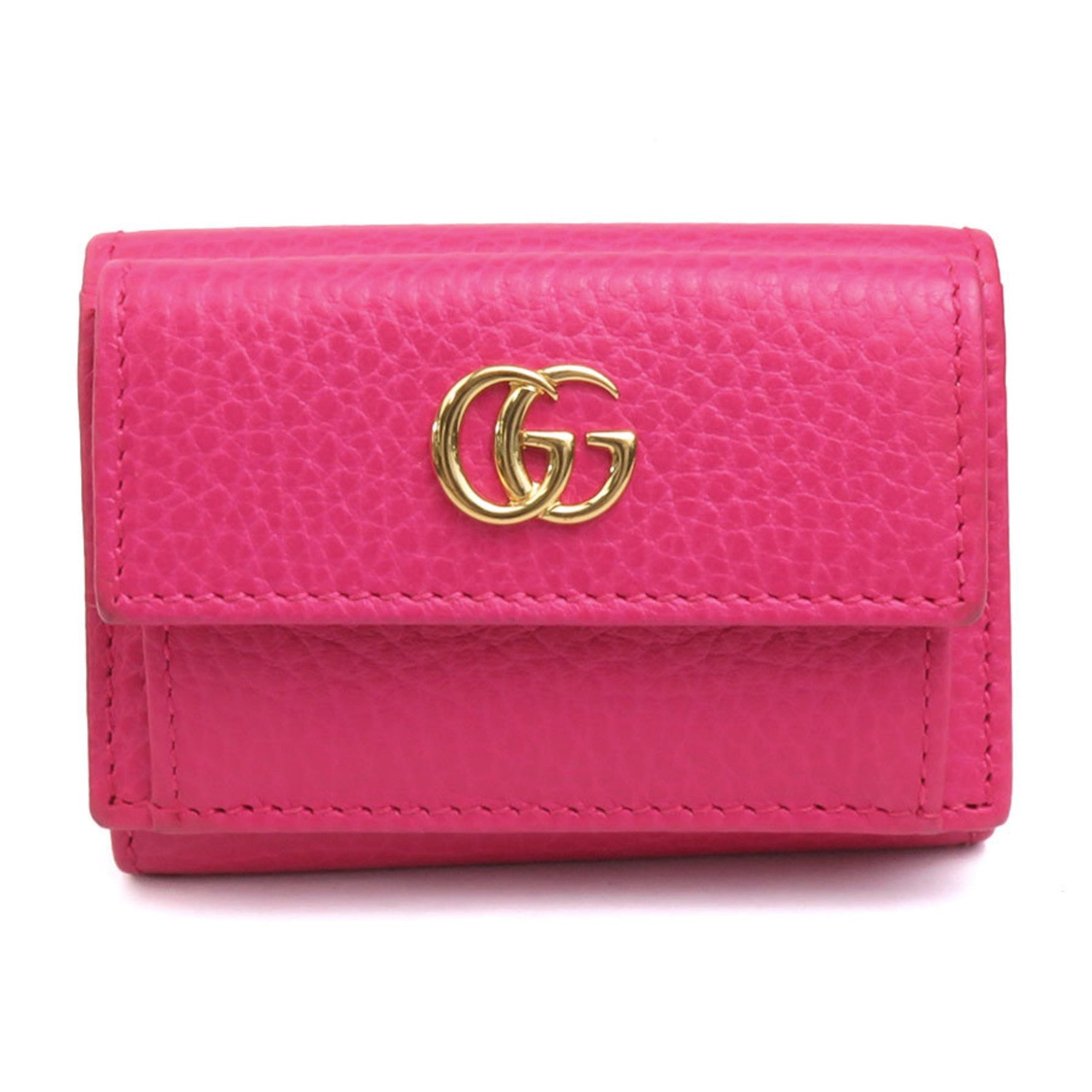 GUCCI Tri-fold Wallet GG Marmont Leather Pink Women's 55795g
