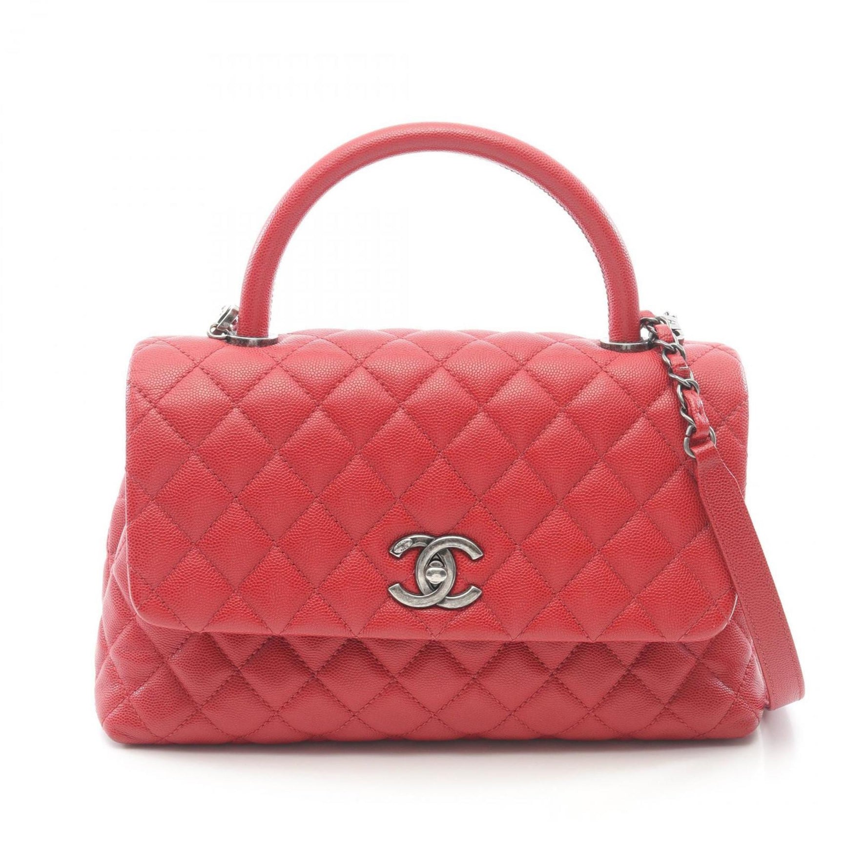 CHANEL Coco Handle 29 Flap Matelasse Handbag Caviar Skin (Grained Calf) Women's Red A92991