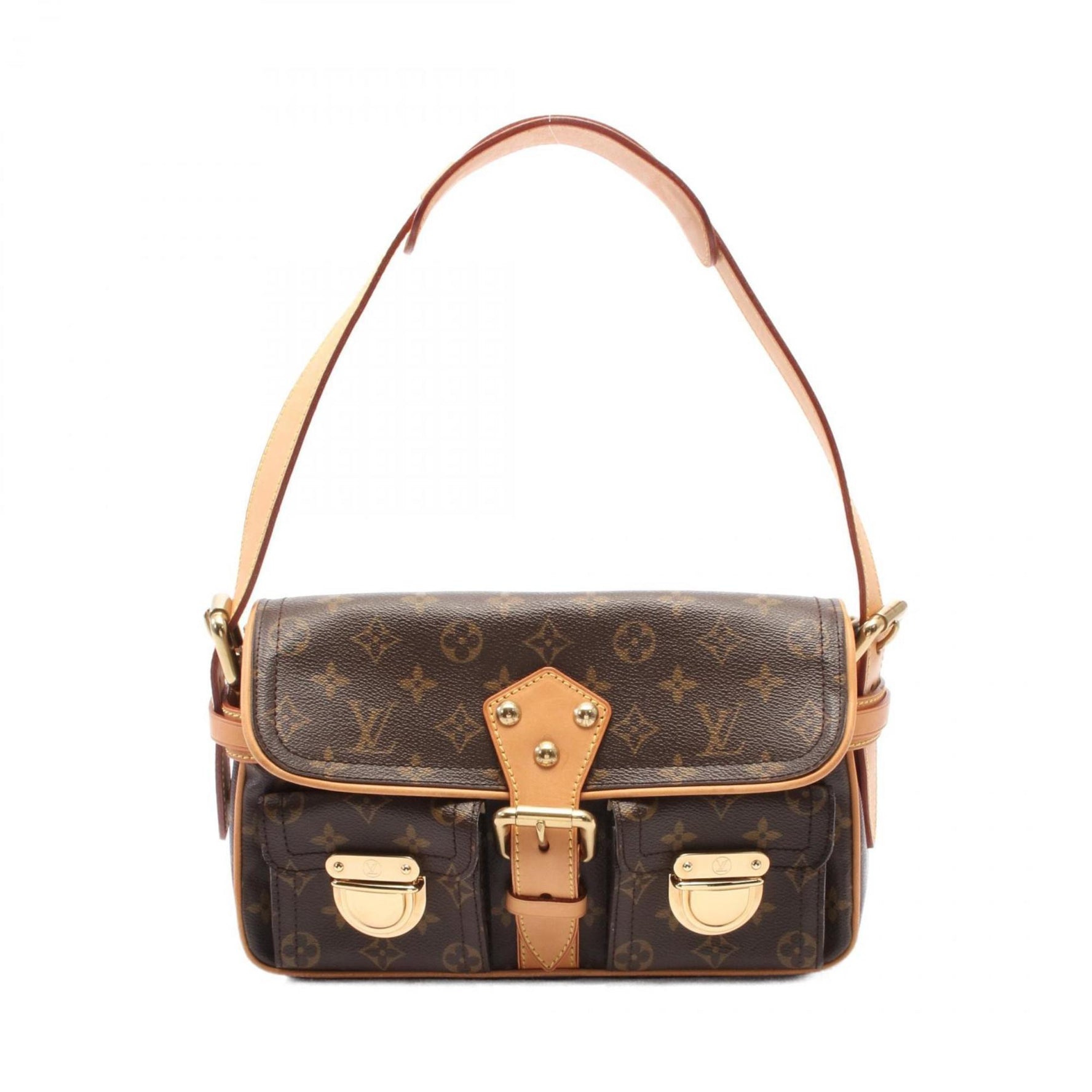 Louis Vuitton Hudson PM Shoulder Bag, Coated Canvas and Leather, Monogram, Brown