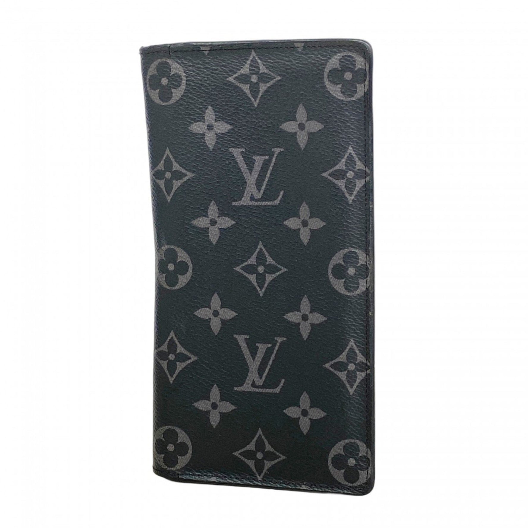Louis Vuitton Monogram Eclipse Portefeuille Brazza Long Wallet M61697 Black Men's P1155825