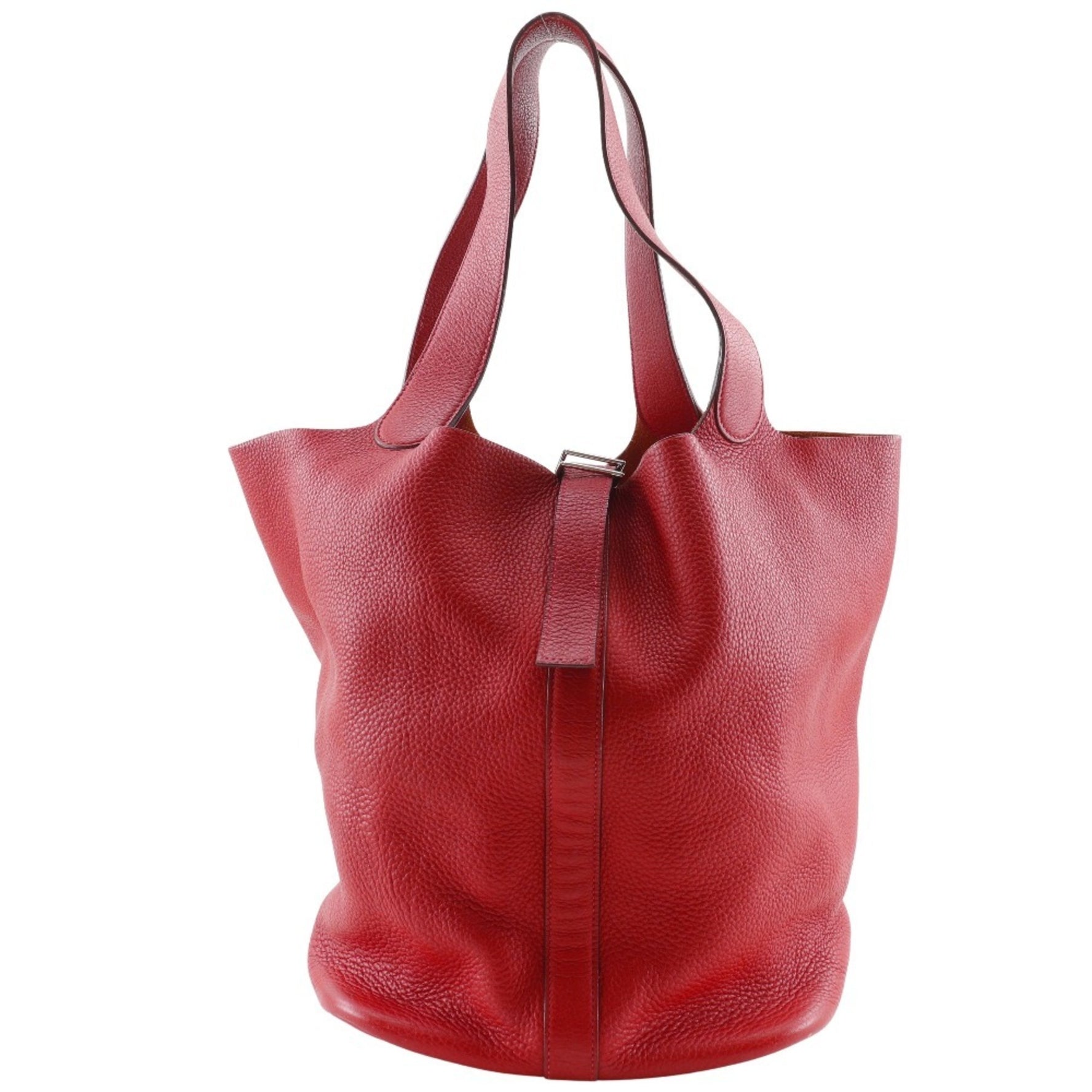 Hermes Hermès Picotin TGM Tote Bag, Taurillon Clemence Leather, 2005, Red, with Belt Clasp