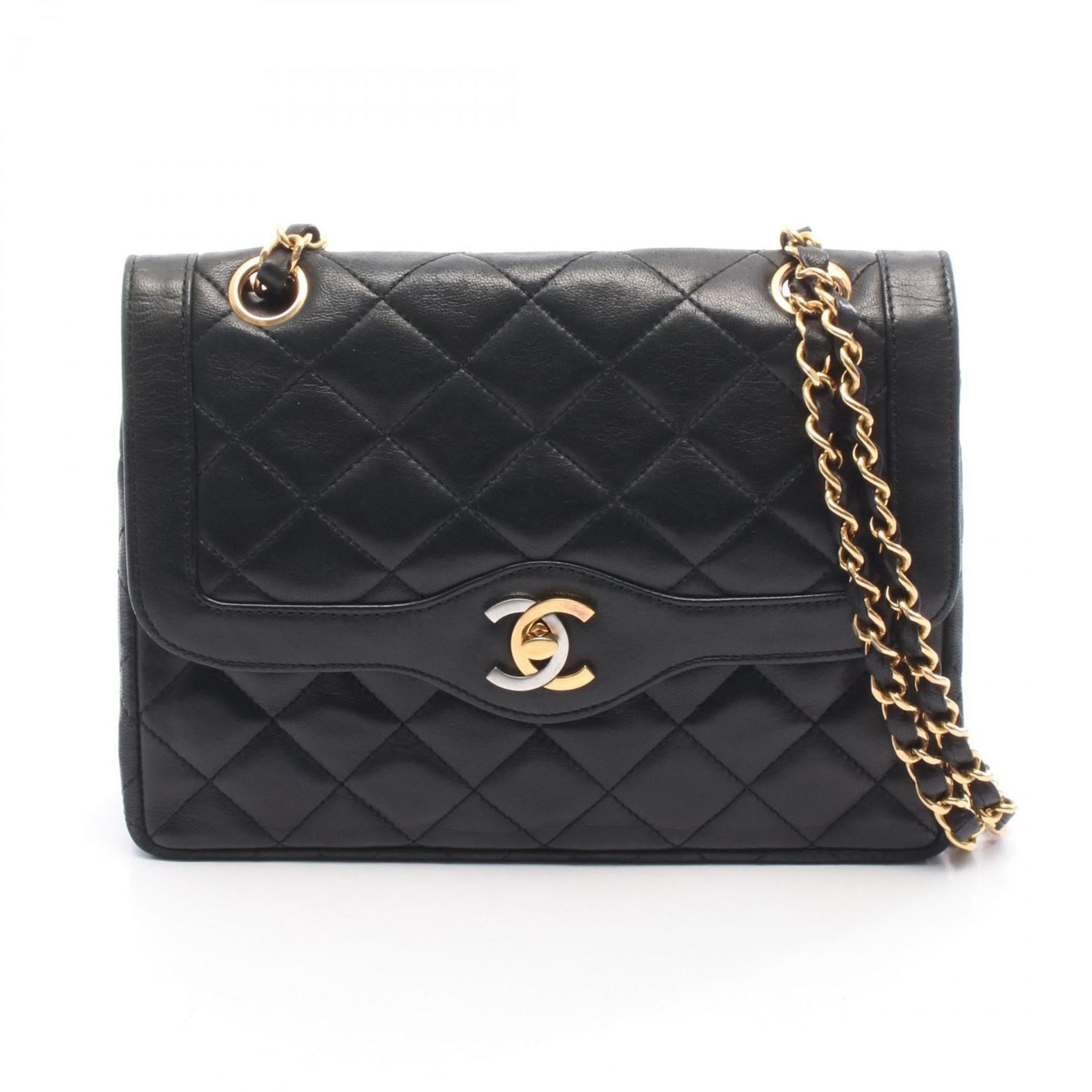 CHANEL Matelasse Paris Limited Edition Double Flap Shoulder Bag in Lambskin Leather (Black)