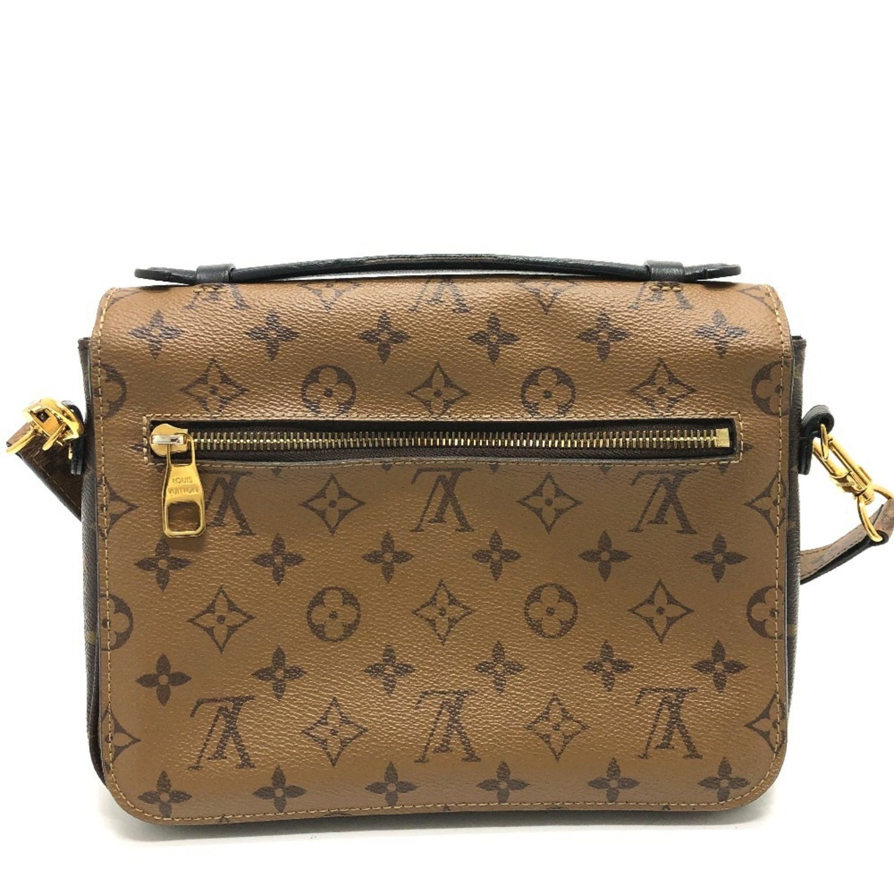 LOUIS VUITTON M44876 Monogram Reverse Metis MM Pochette Shoulder Bag in Canvas, Brown, Women's