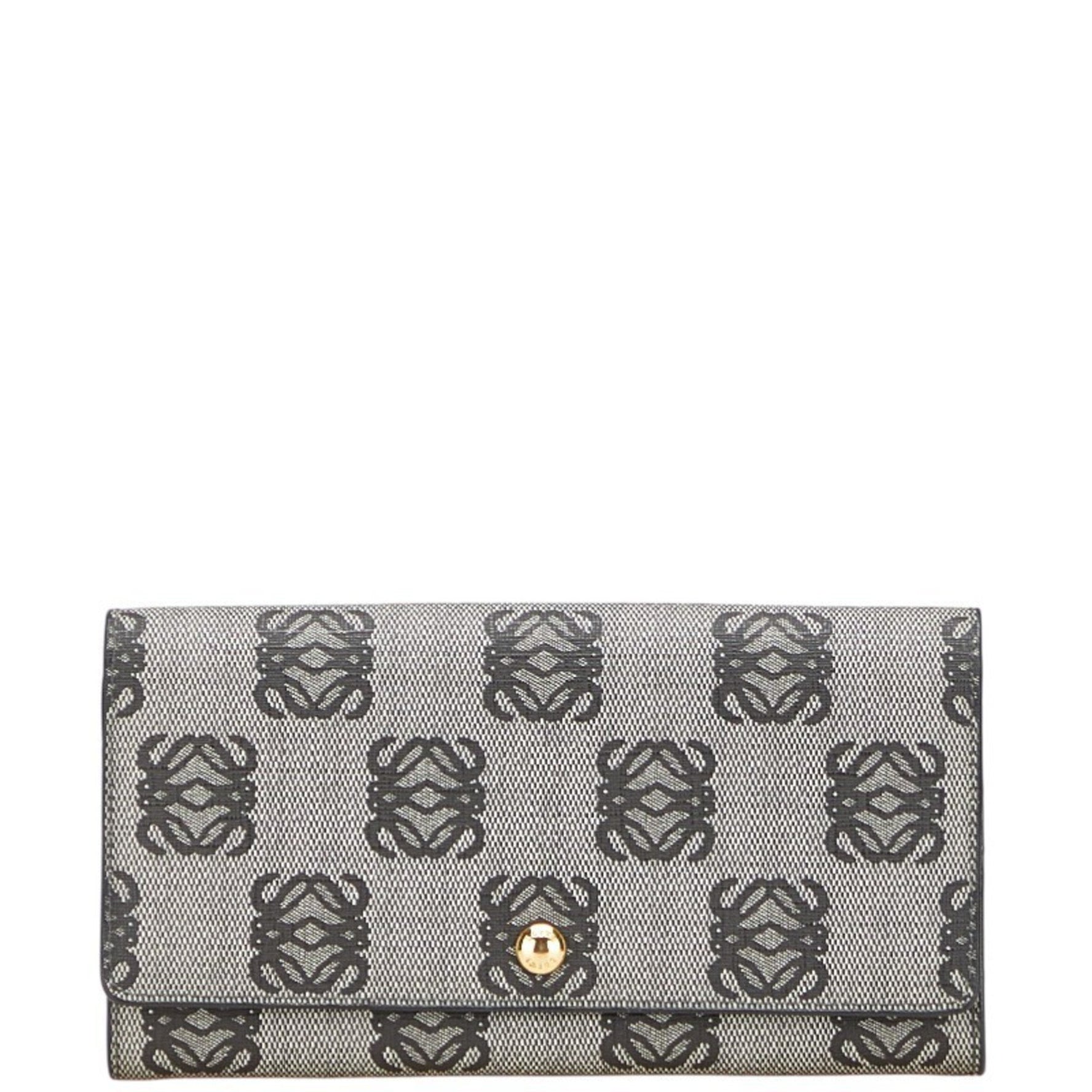 LOEWE Repeat Anagram Long Wallet in Gray and Black Leather