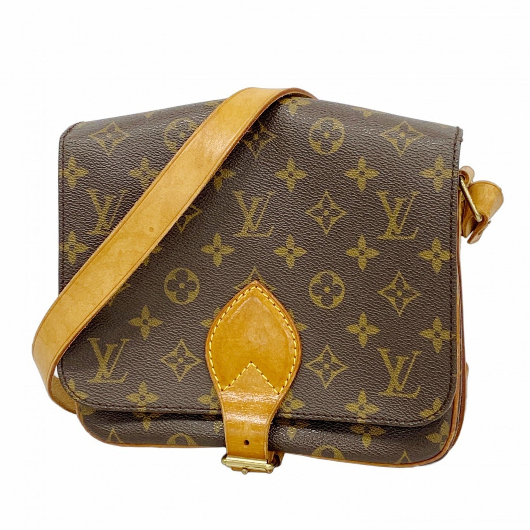 Louis Vuitton Monogram Cartouchiere MM Shoulder Bag M51253 Brown Women's P1189671