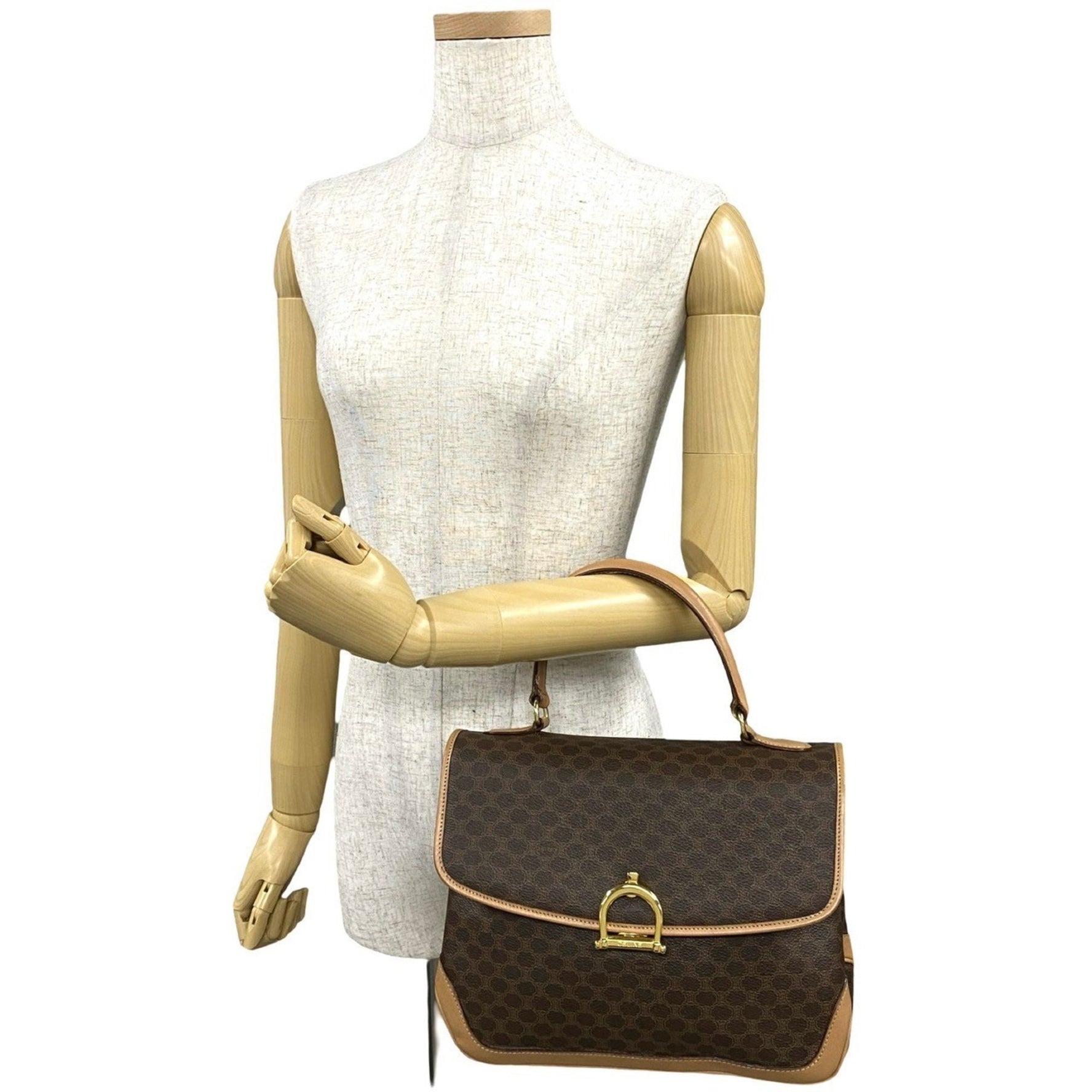 CELINE Macadam Blason Logo Hardware Leather Handbag Mini Tote Bag