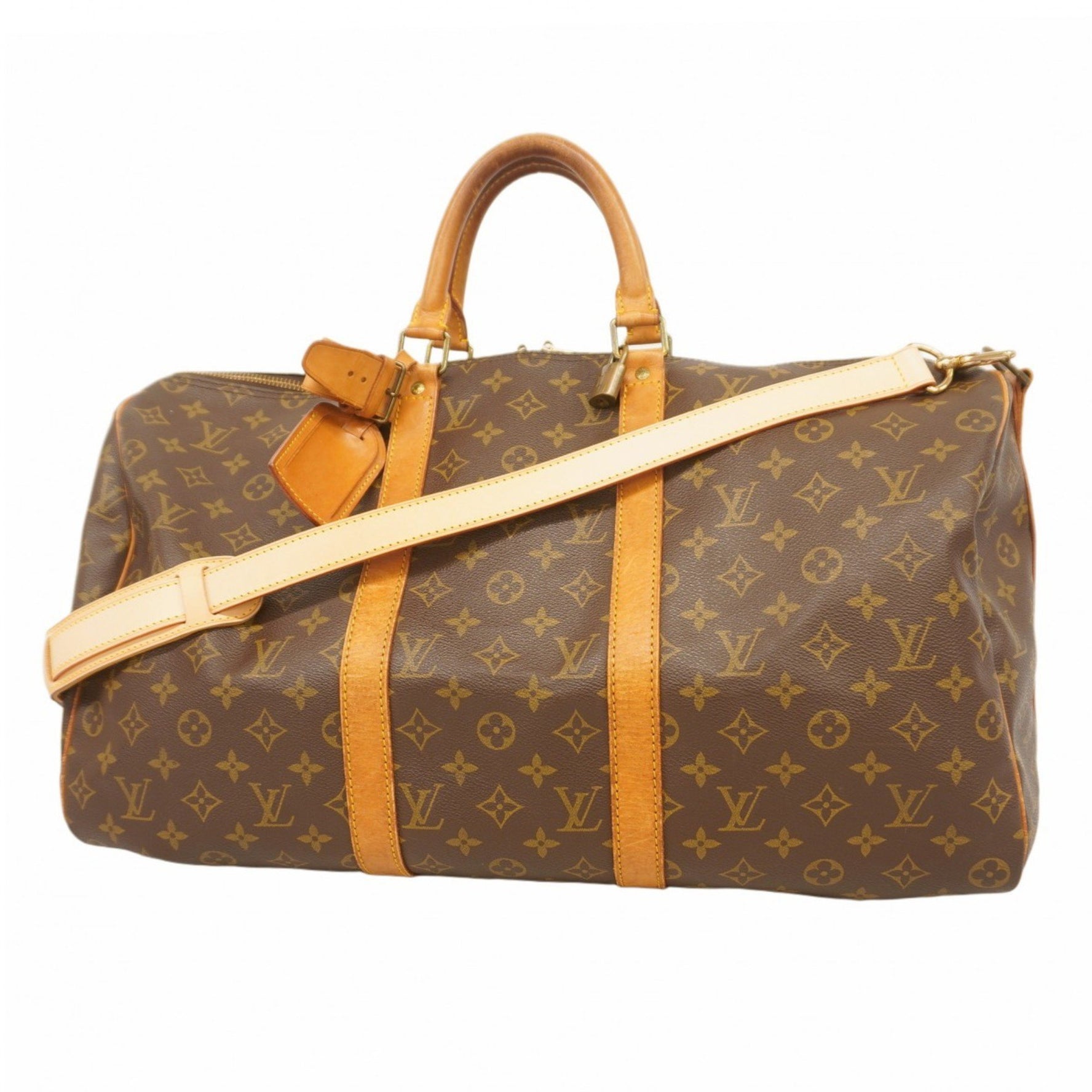 Louis Vuitton Monogram Keepall Bandouliere 50 Boston Bag M41416 Brown Men's and Women's