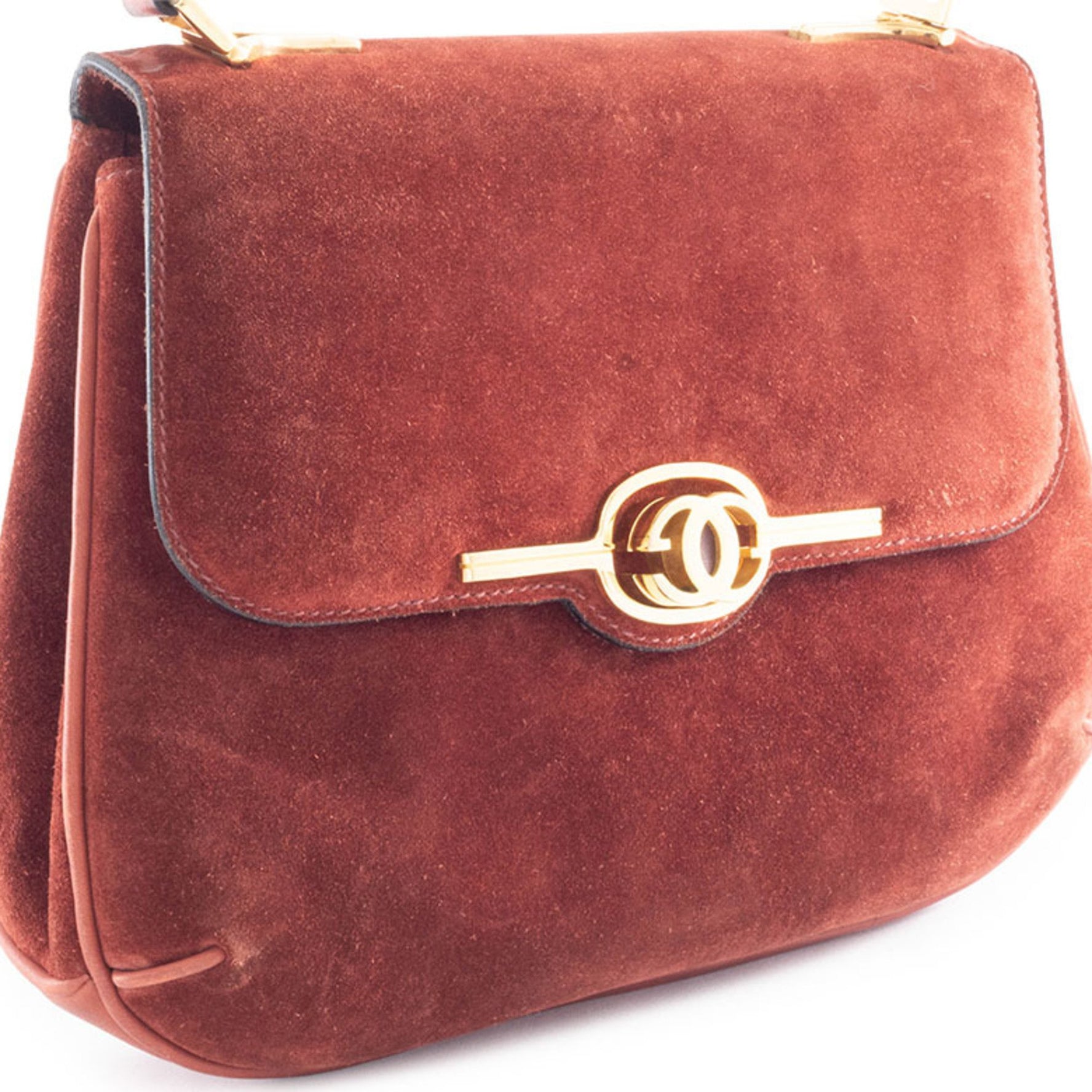 Gucci suede handbag, vintage turnlock.