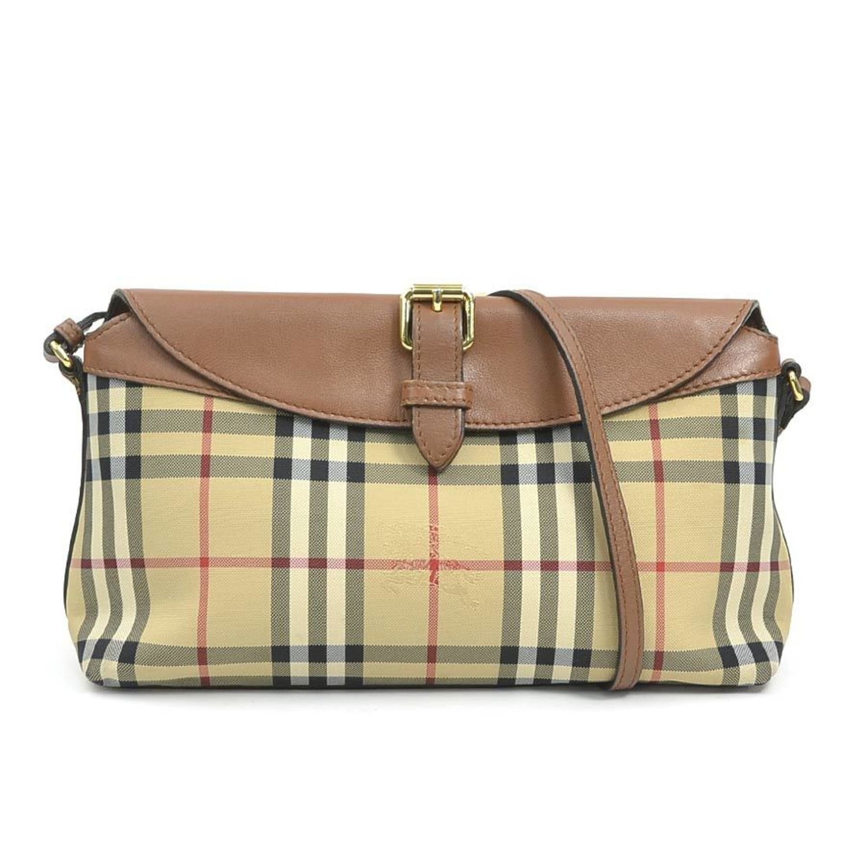 Burberry Shoulder Bag, Nylon Canvas and Leather, Brown Beige