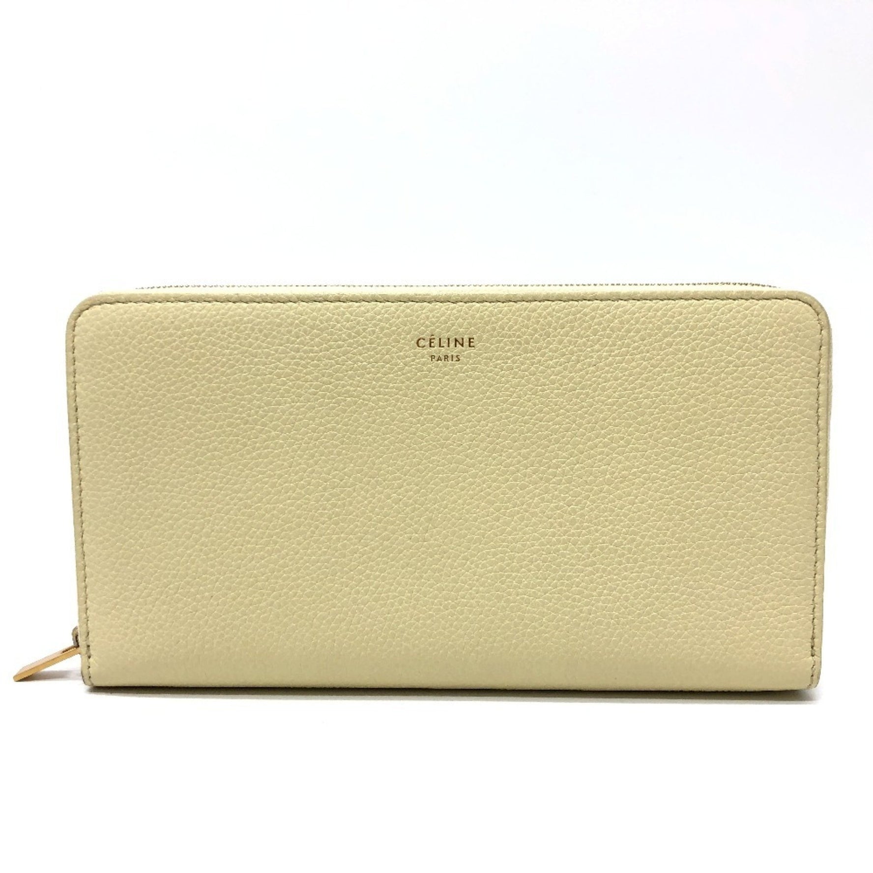 CELINE Leather Round Zip Long Wallet in
