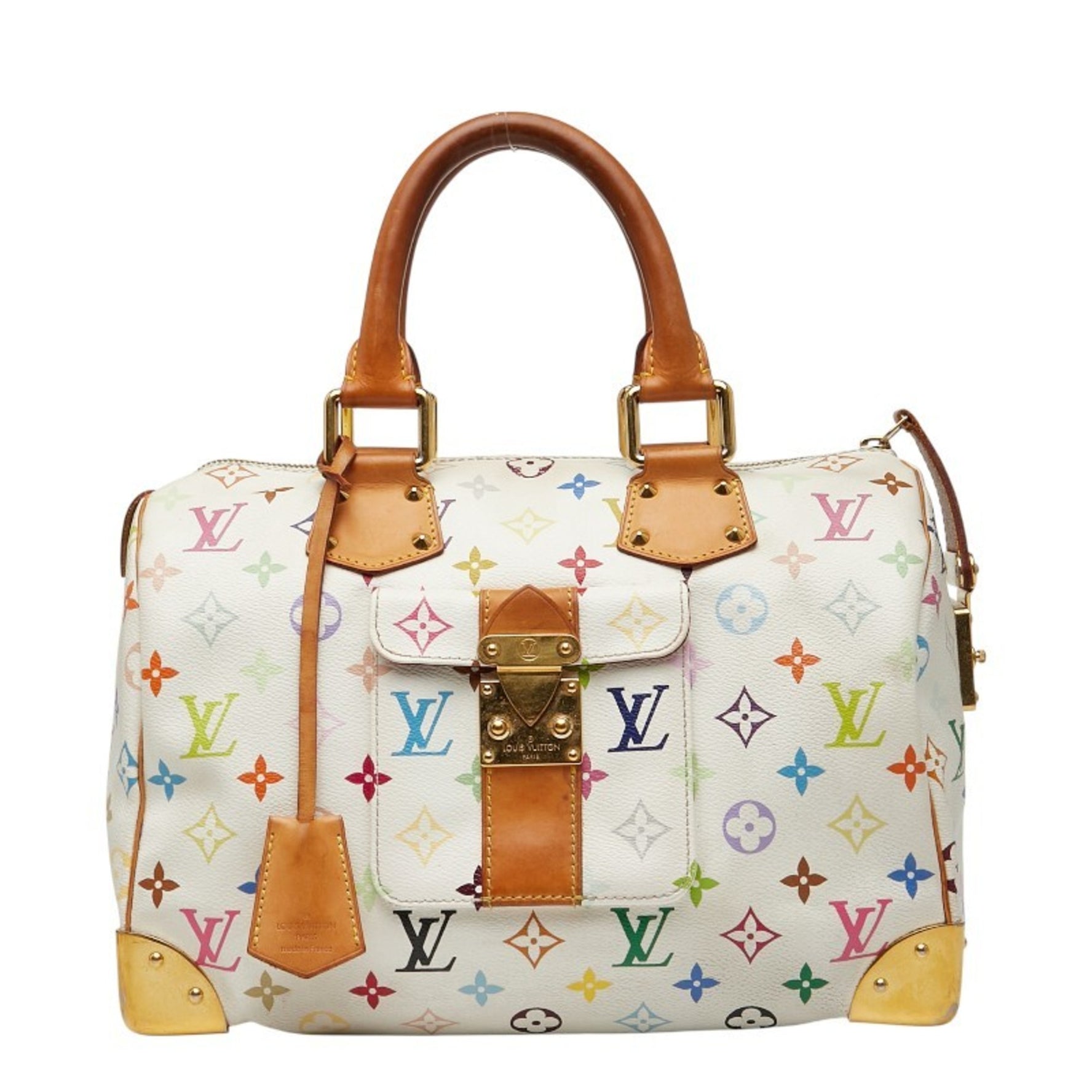 Louis Vuitton Monogram Multicolore Speedy 30 Handbag/Mini Boston Bag in Blanc White Leather