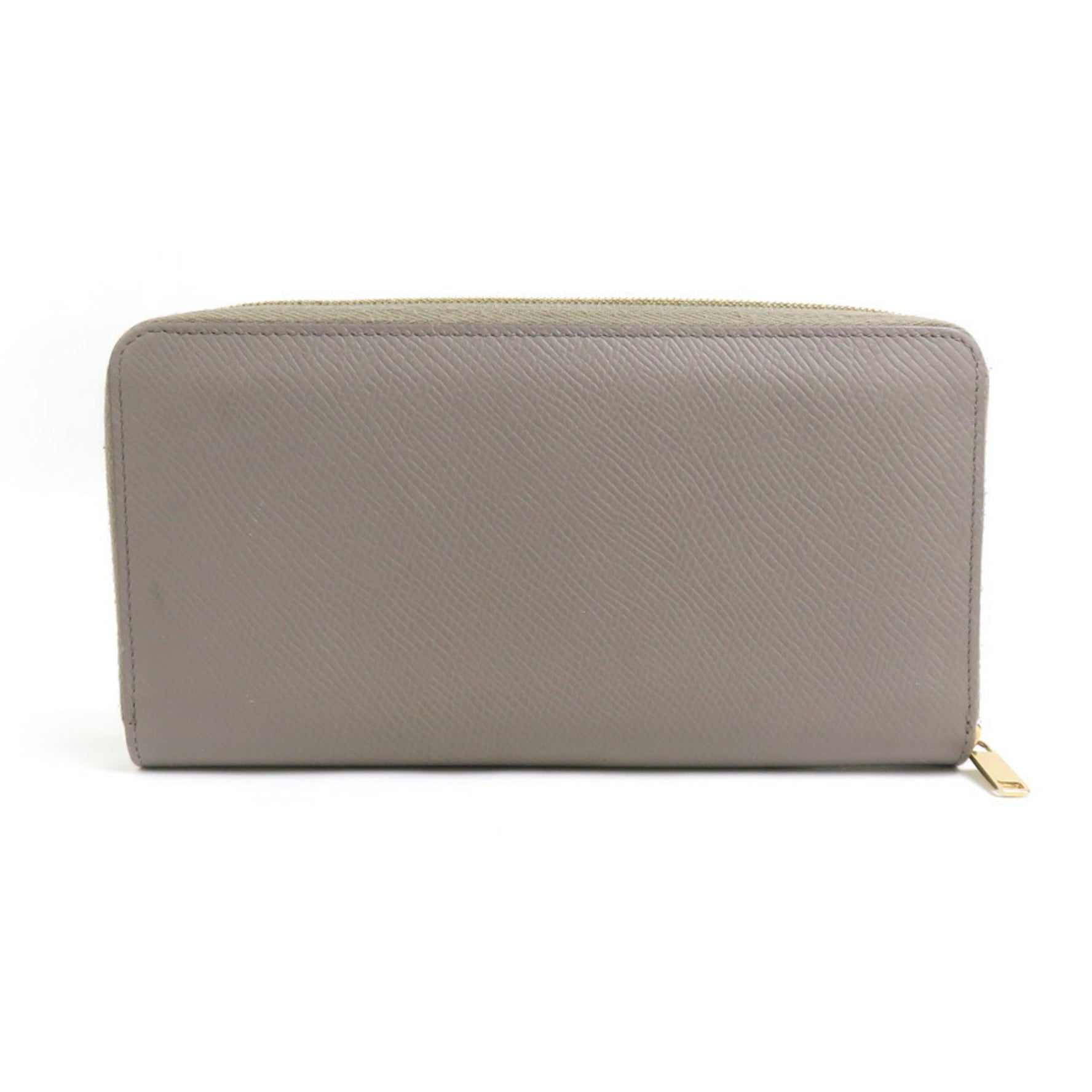 CELINE Round Long Wallet Leather Greige