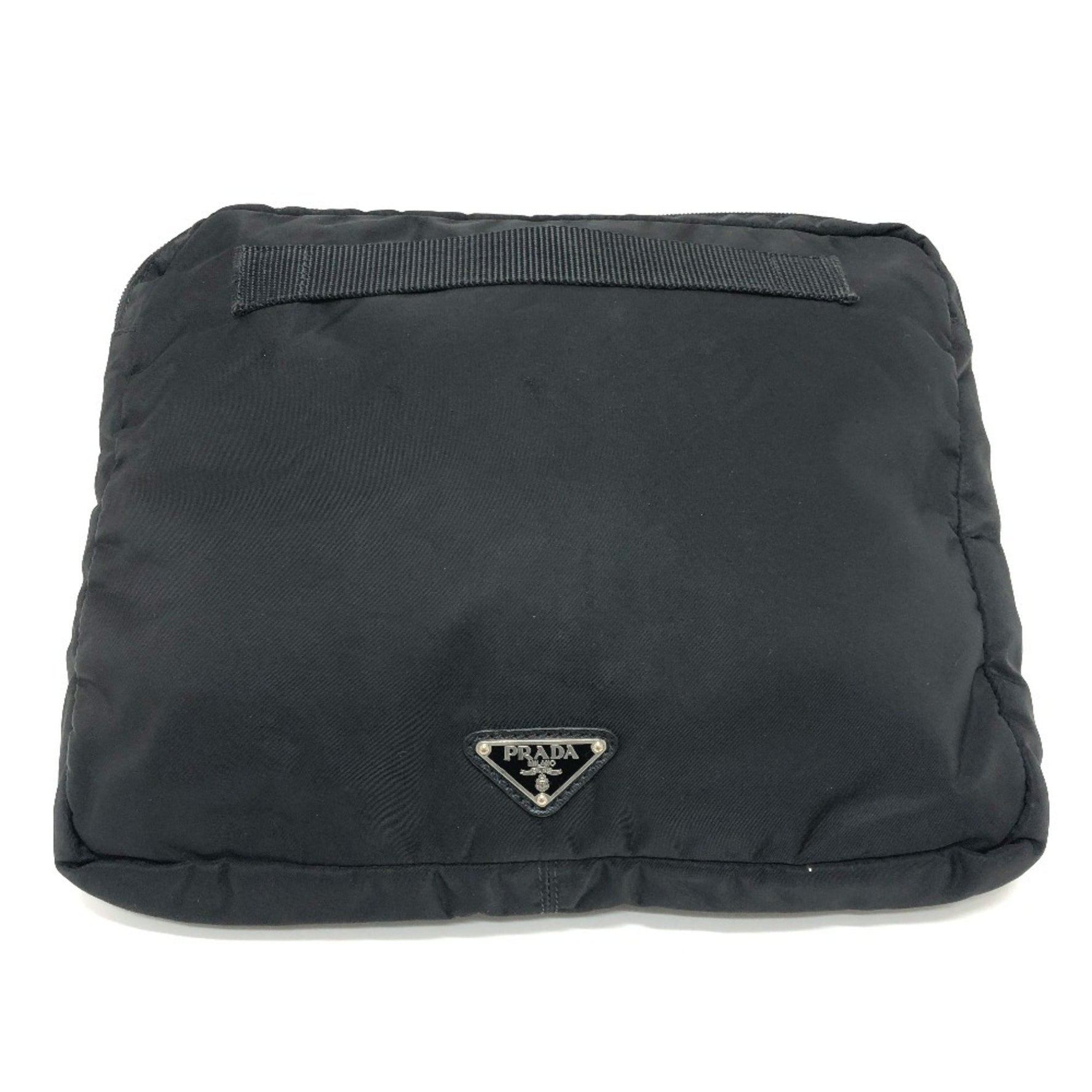 PRADA Triangle Plate Second Bag Clutch Nylon