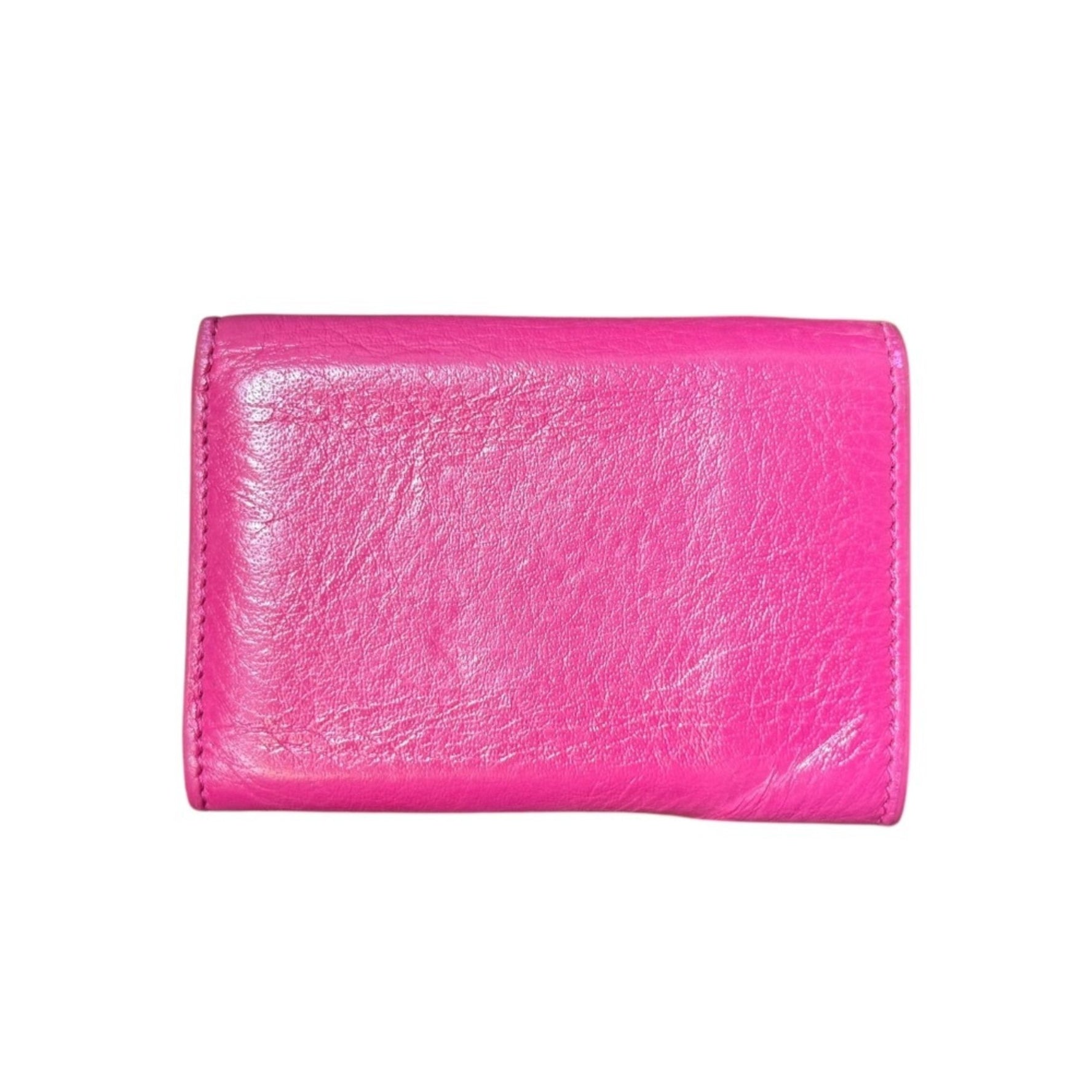 BALENCIAGA Paper Mini Wallet Leather Compact Tri-fold Pink Men Women
