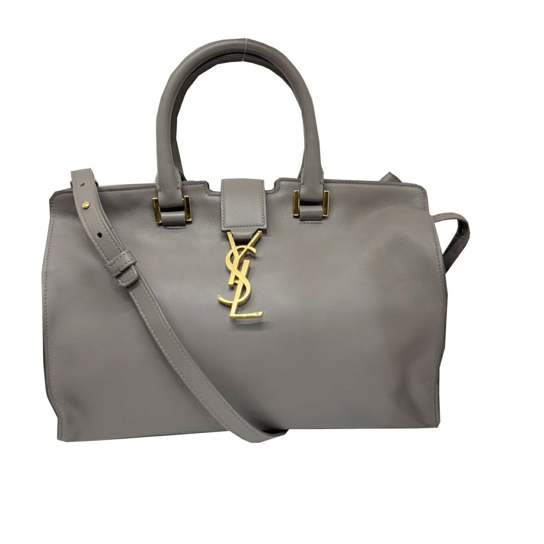 SAINT LAURENT Saint Laurent Small Cabas Handbag Shoulder Bag Grey YSL Hardware Women's