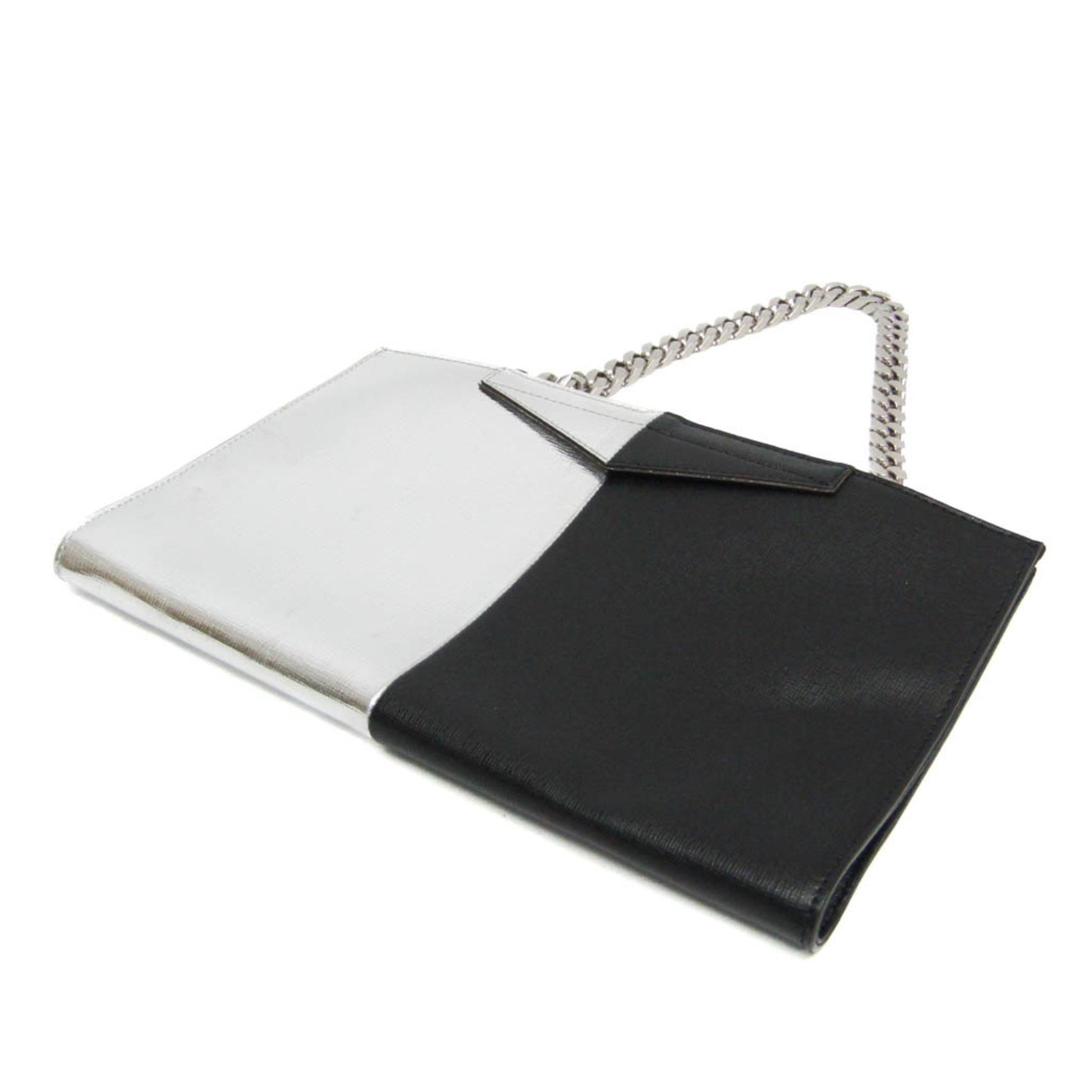 Fendi Chain Leather Tote Bag Black,Silver