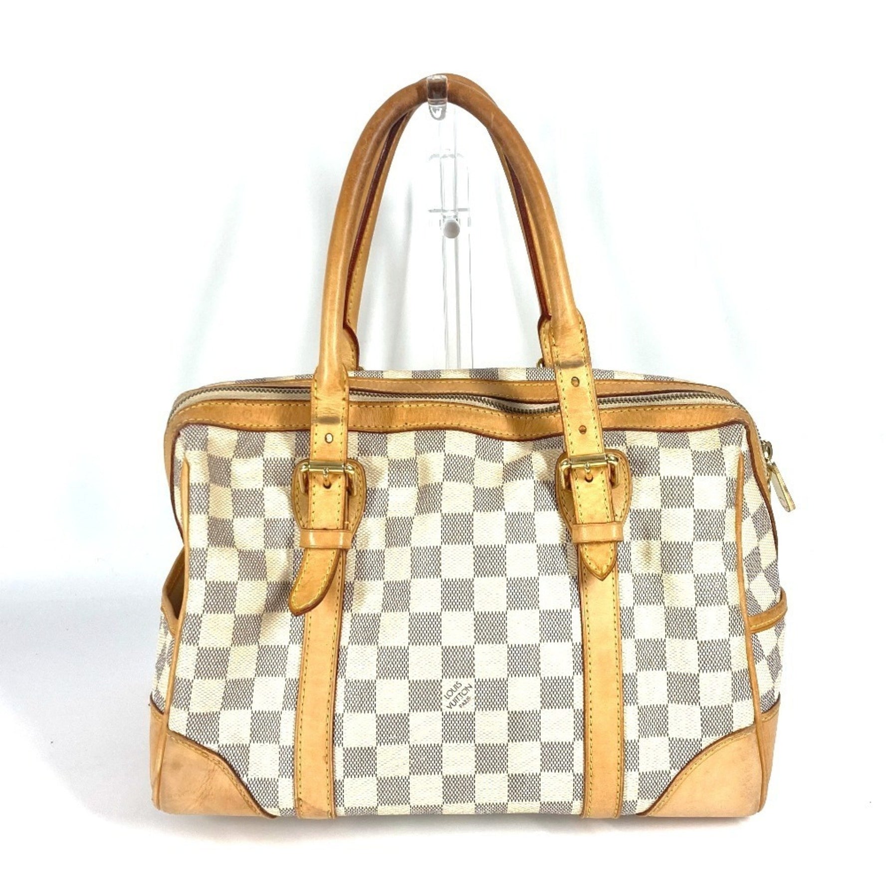 LOUIS VUITTON N52001 Damier Azur Berkeley PM Tote Bag Handbag Canvas Women's White