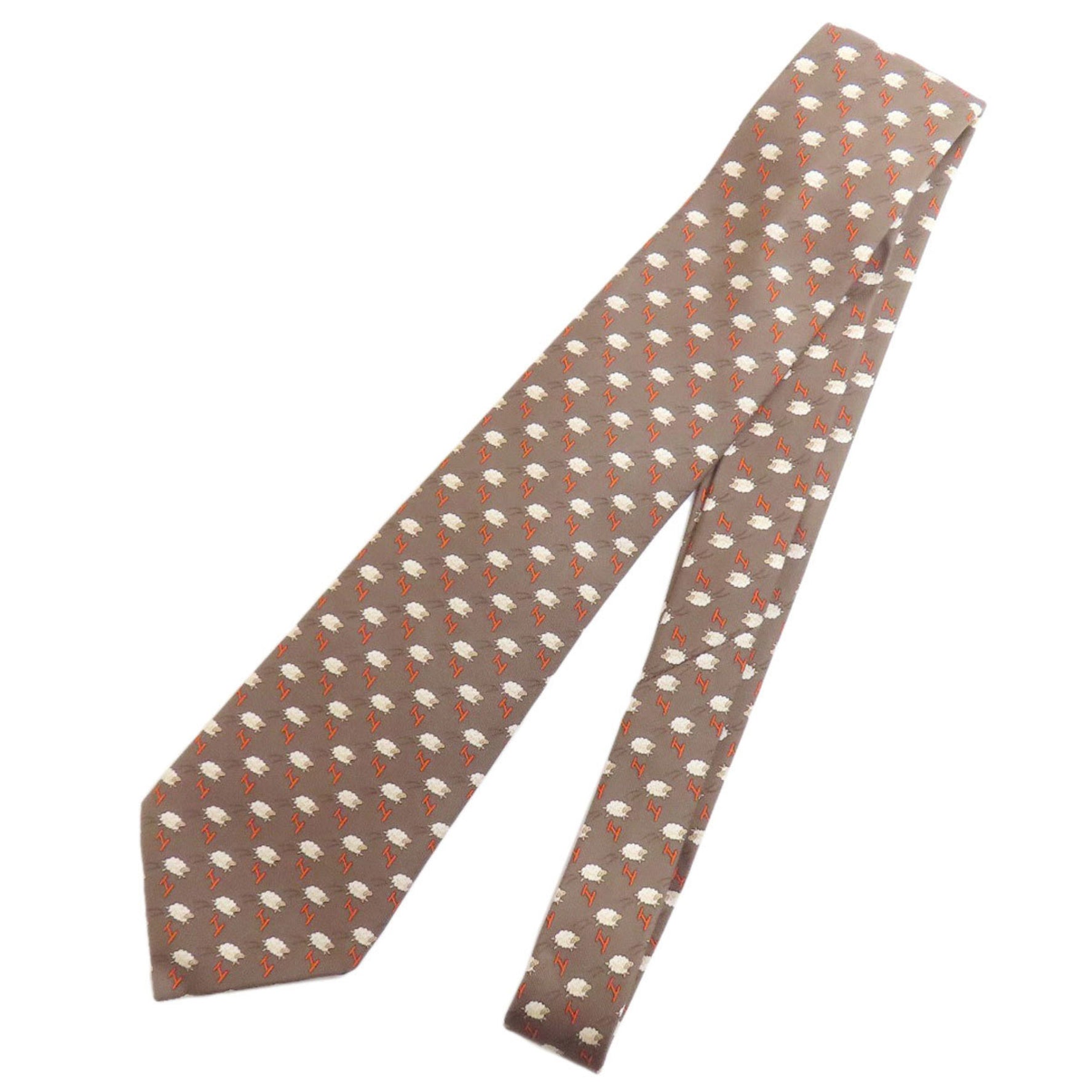 Hermes sheep print tie silk men's HERMES