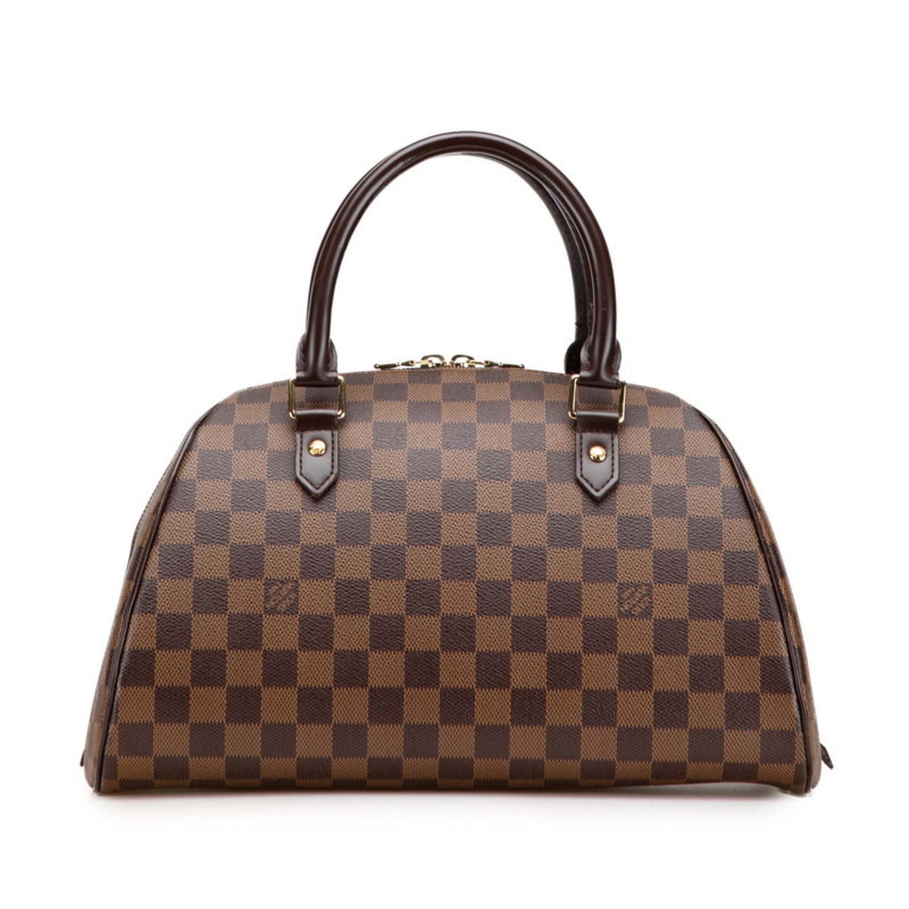Louis Vuitton Damier Rivera MM Handbag Mini Boston Bag Ebene Brown Leather LOUIS VUITTON