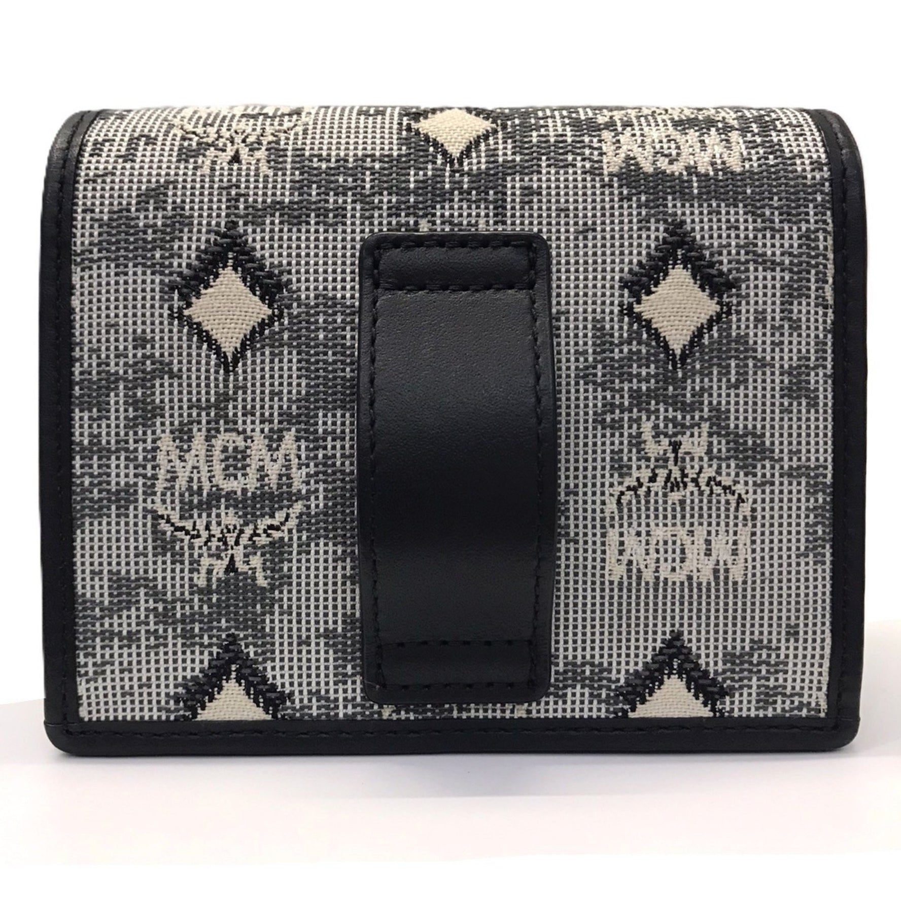 MCM Card Wallet on Chain Crossbody Monogram Jacquard Grey