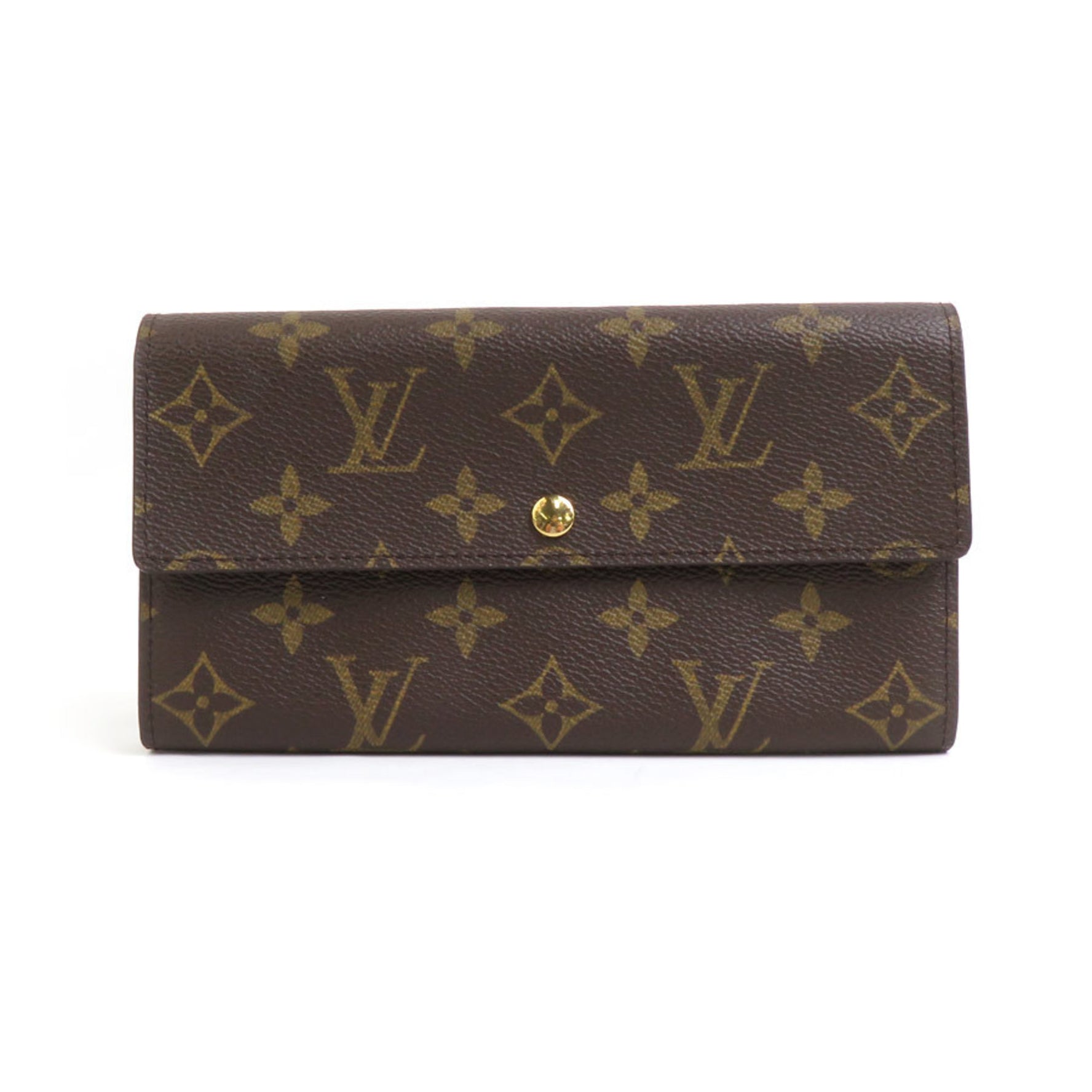Louis Vuitton Long Wallet Monogram Portefeuille Sarah Canvas Gold Men's