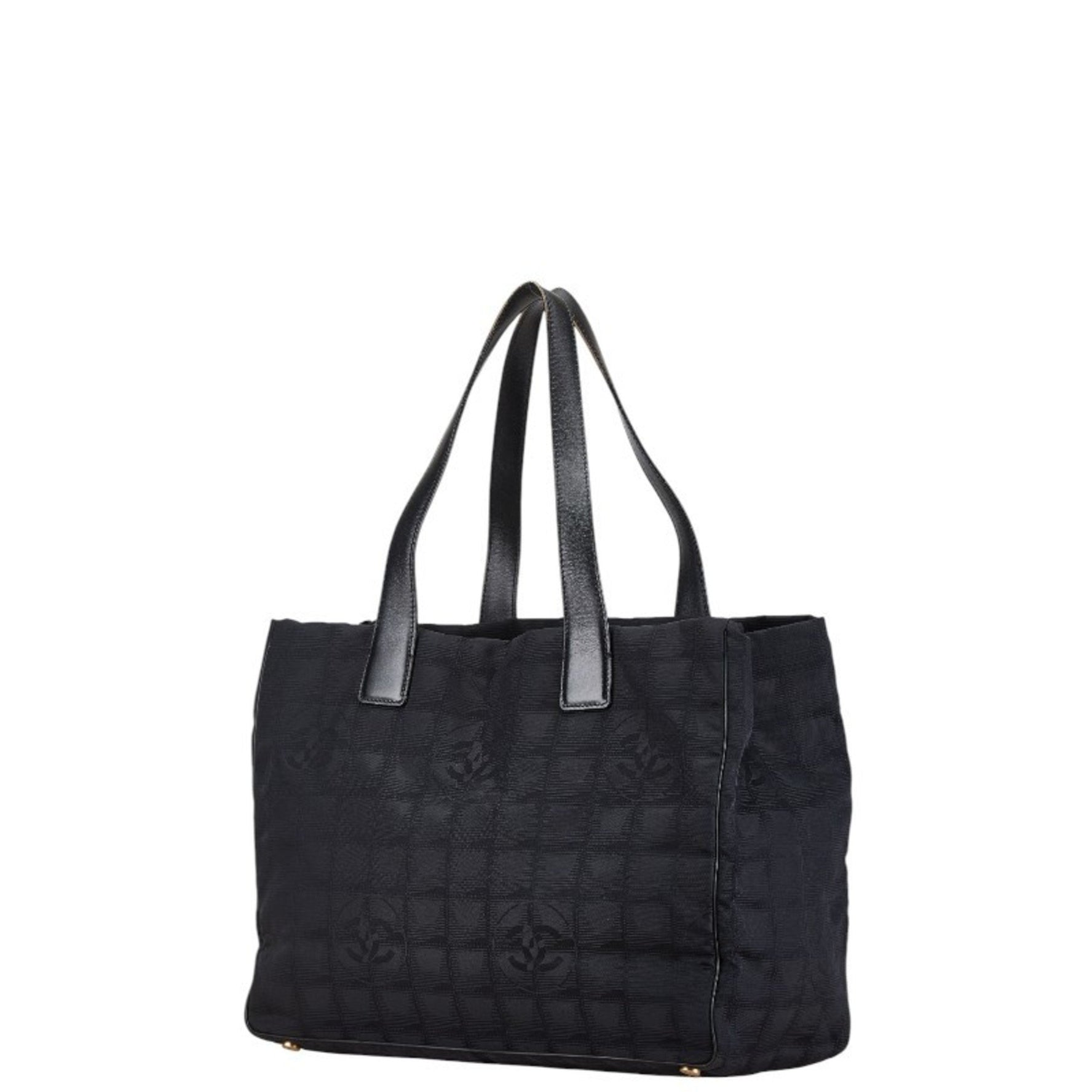 CHANEL New Travel Line Tote MM Coco Mark Bag Nylon Leather