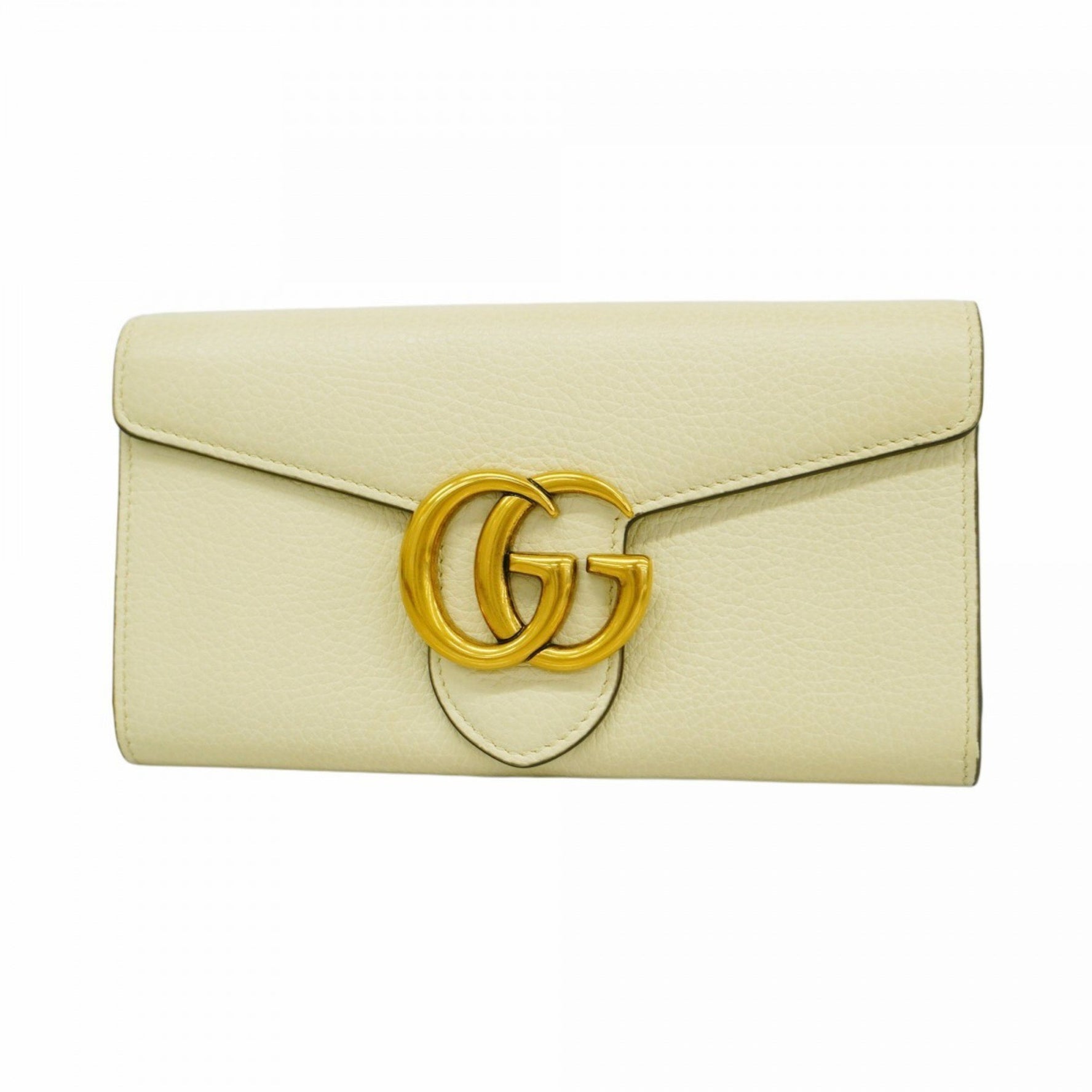 Gucci GG Marmont Long Wallet Leather Ivory Women's