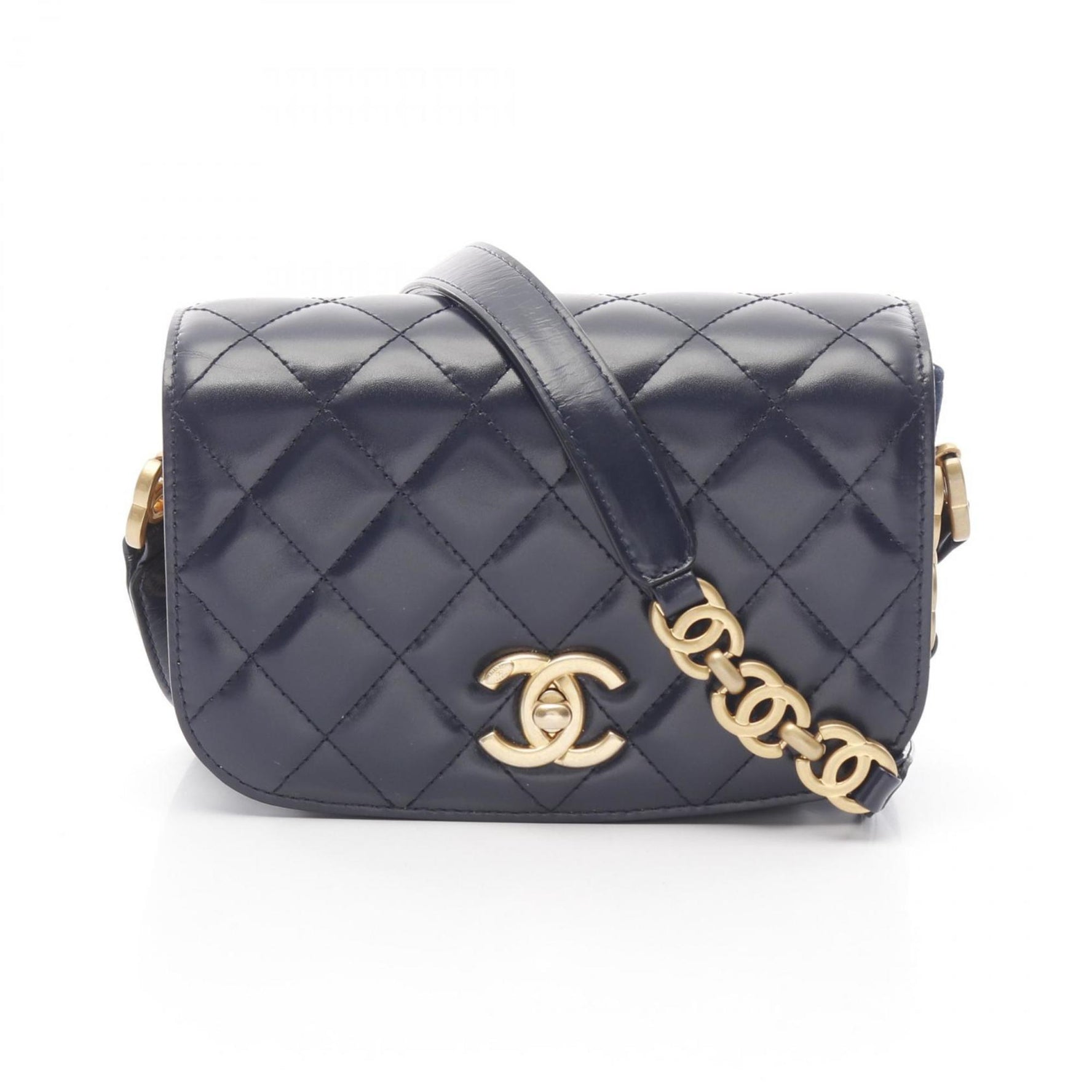 CHANEL Matelasse Shoulder Bag in Leather and Suede, Navy Blue, AS3396
