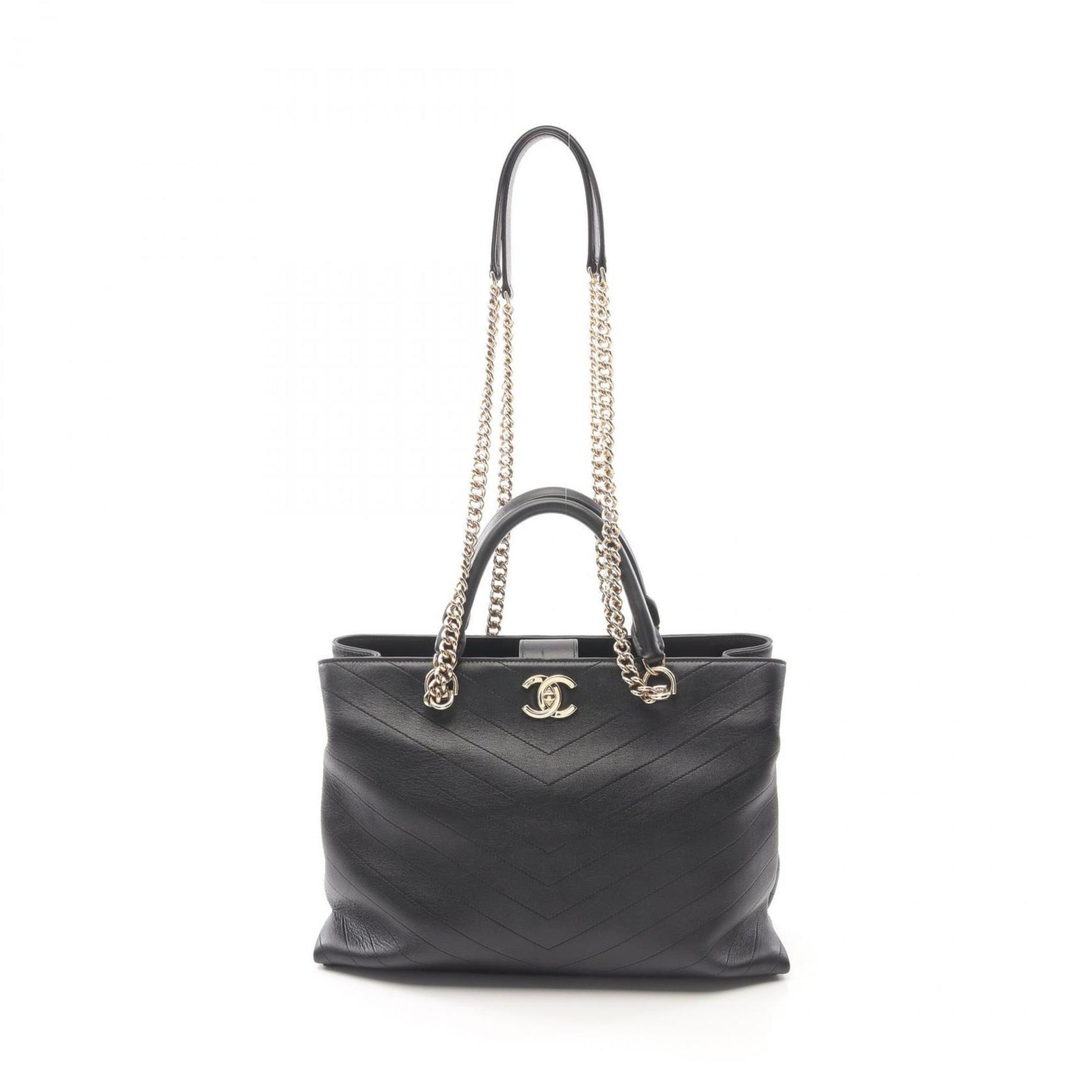 CHANEL Chevron V-stitch Tote Bag Leather