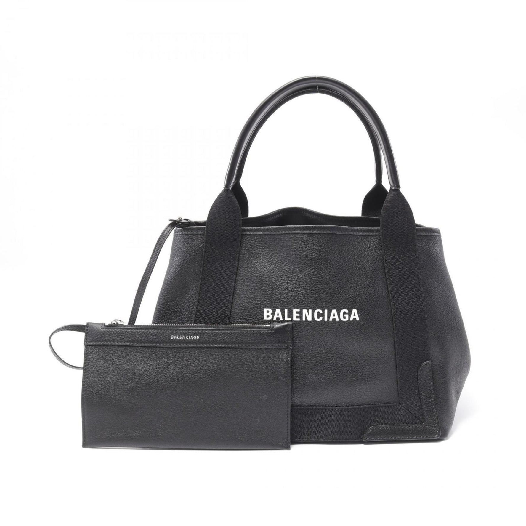 BALENCIAGA NAVY CABAS S Navy Cabas Tote Bag Leather Women's Black