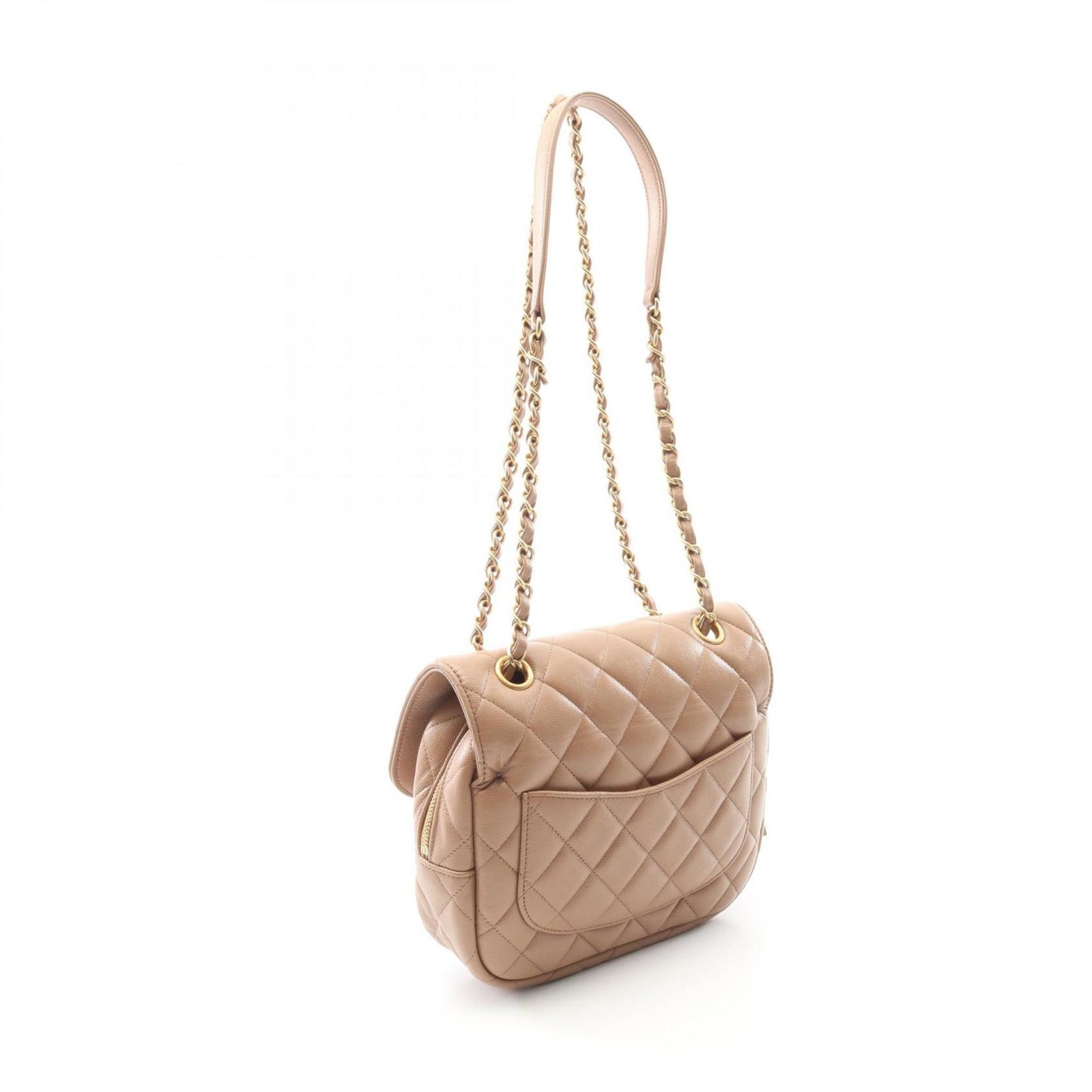 CHANEL Matelasse Shoulder Bag in Calfskin Leather, Beige