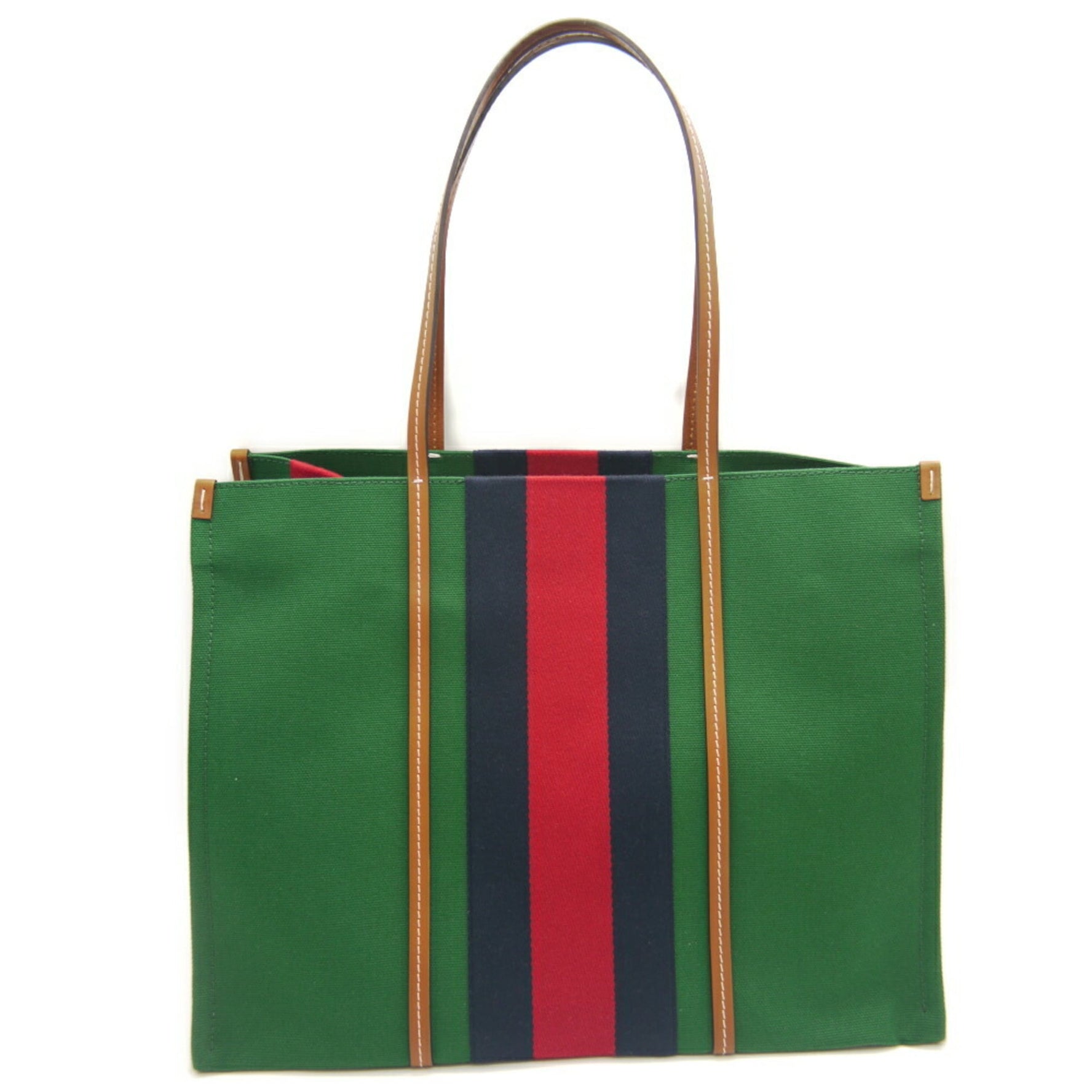 GUCCI Web Stripe Canvas Tote Bag Shoulder
