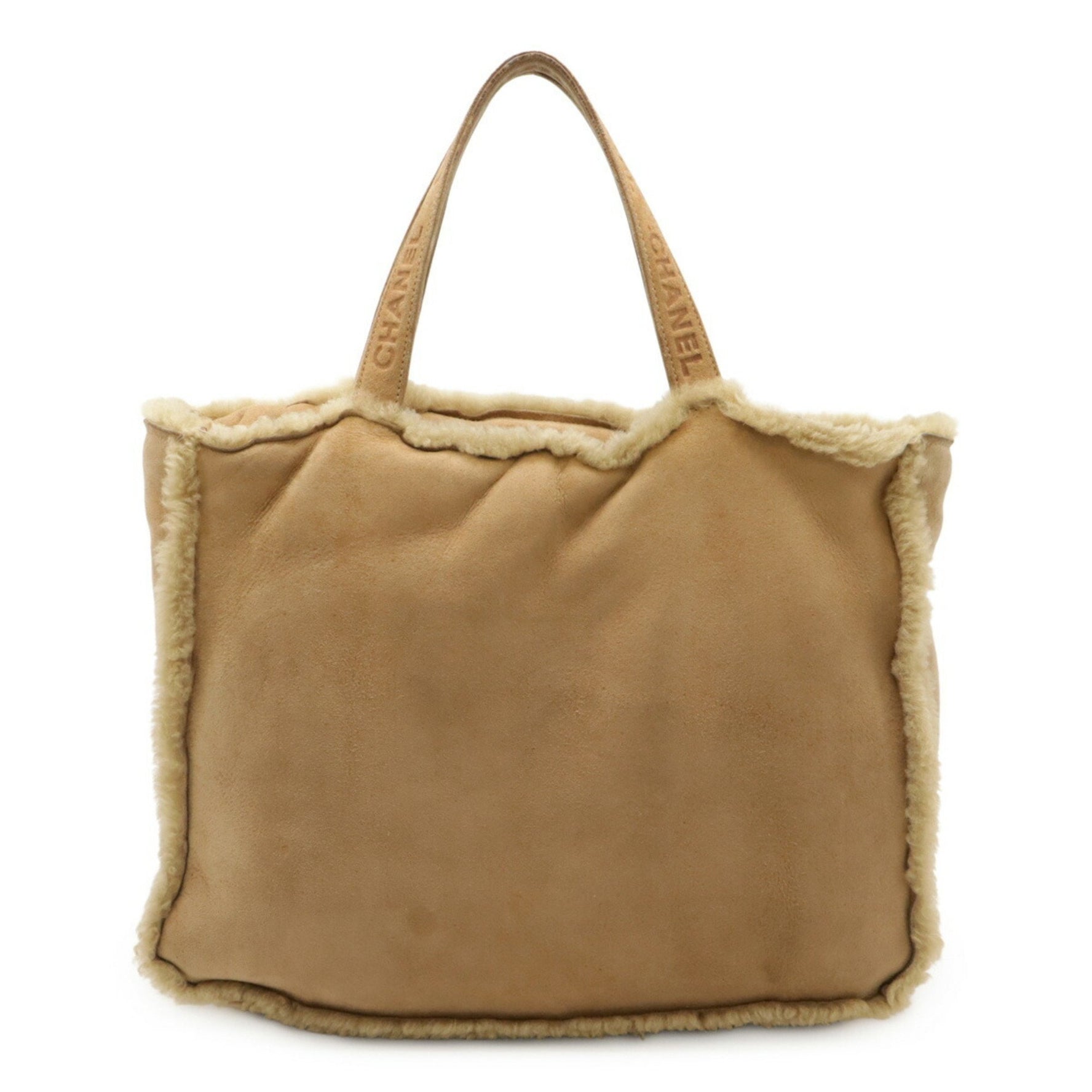 Chanel Mouton Suede Handbag,Tote Bag Beige,Black