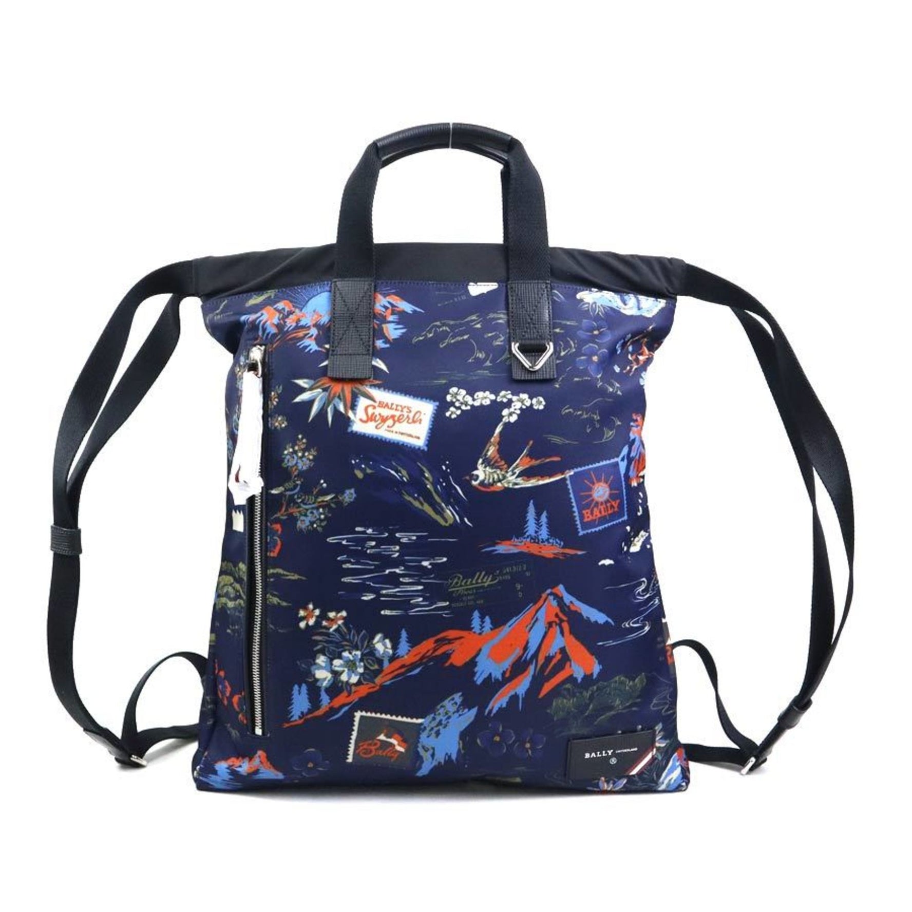 BALLY Backpack Nylon Navy x Black Men's Women's 56141g