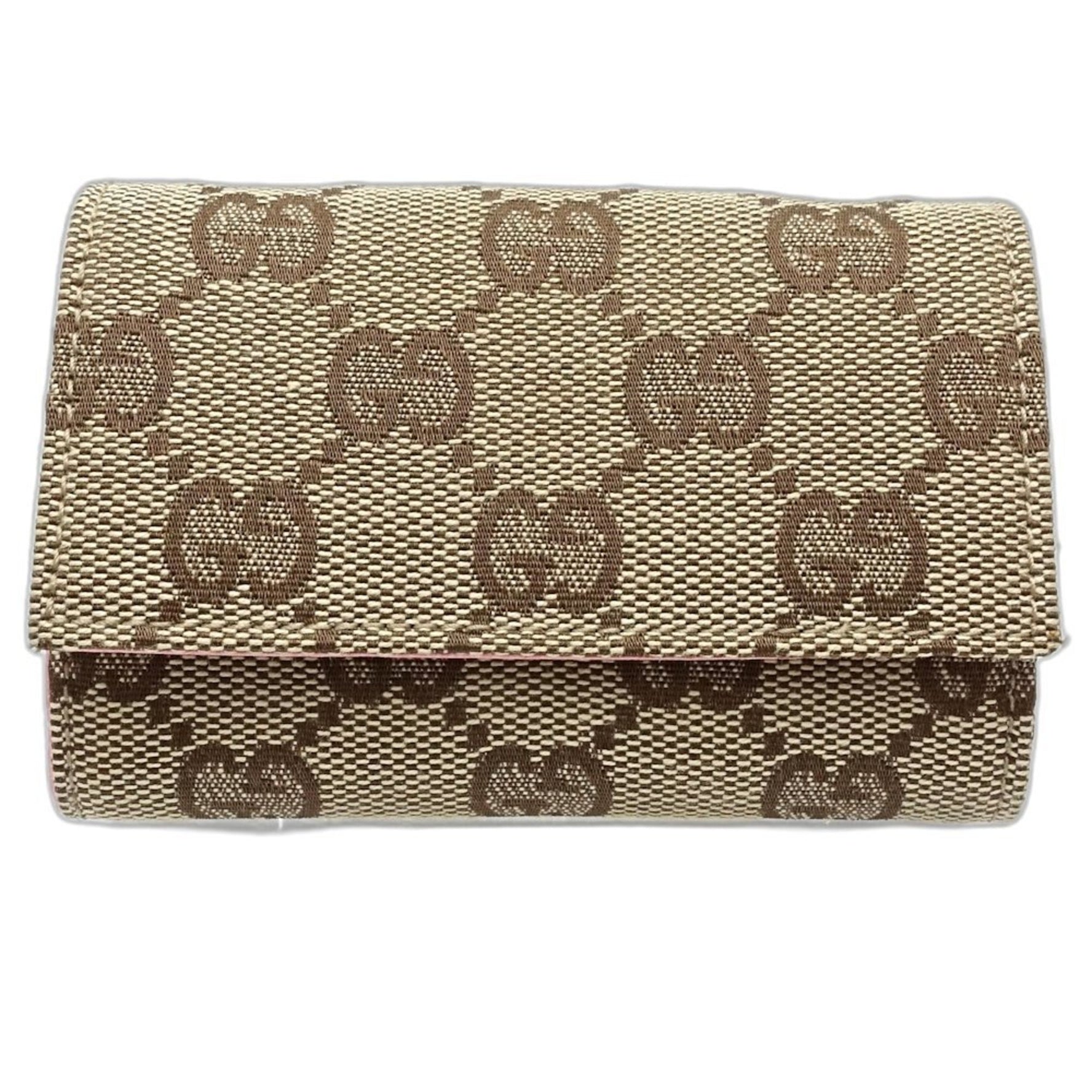 GUCCI Wallet/Coin Case Coin Purse GG Canvas Beige Pink