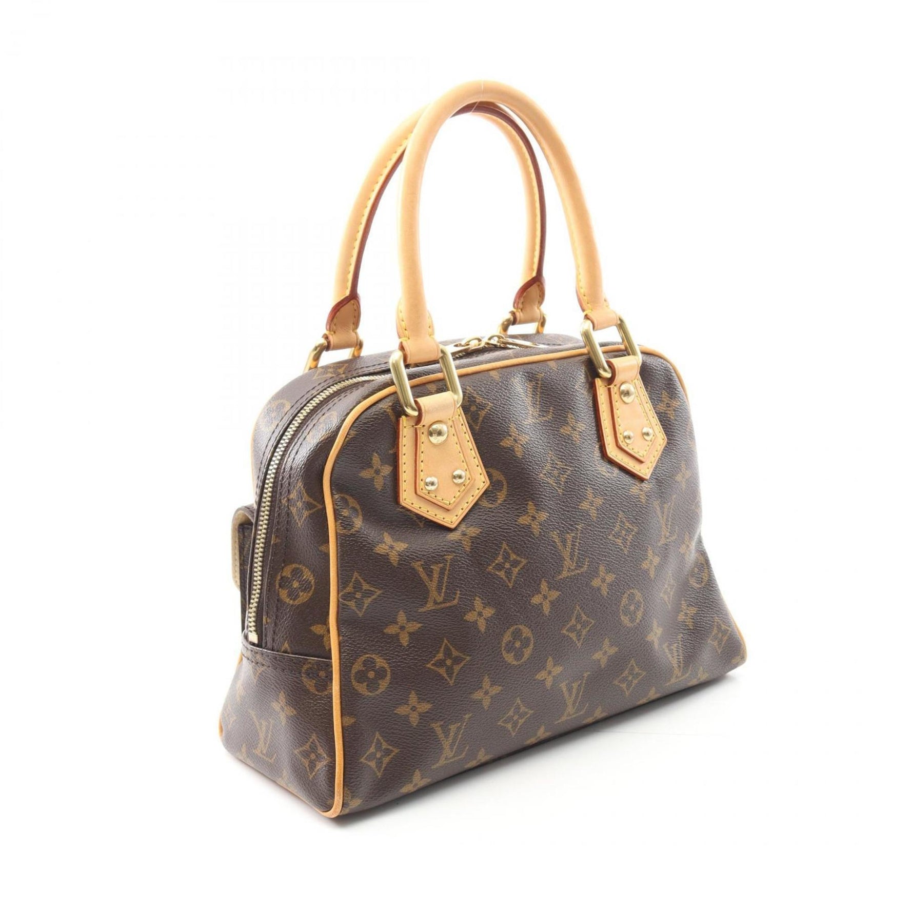 Louis Vuitton Manhattan PM Handbag, Coated Canvas and Leather, Monogram, Brown