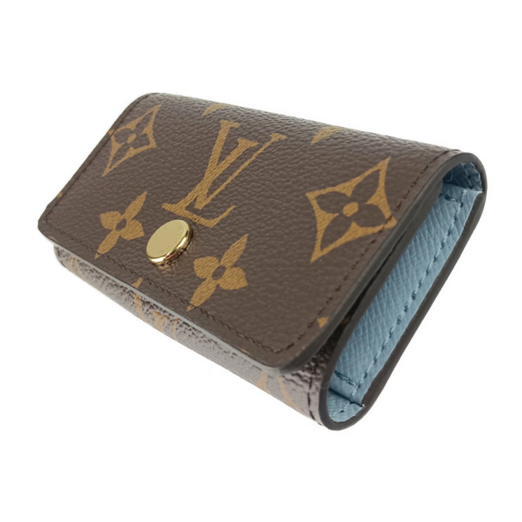 LOUIS VUITTON Monogram Multicle 4 Key Case, Japan-exclusive colorway, M82923, Brown and Light Blue Leather, Men's Women's, 4-ring