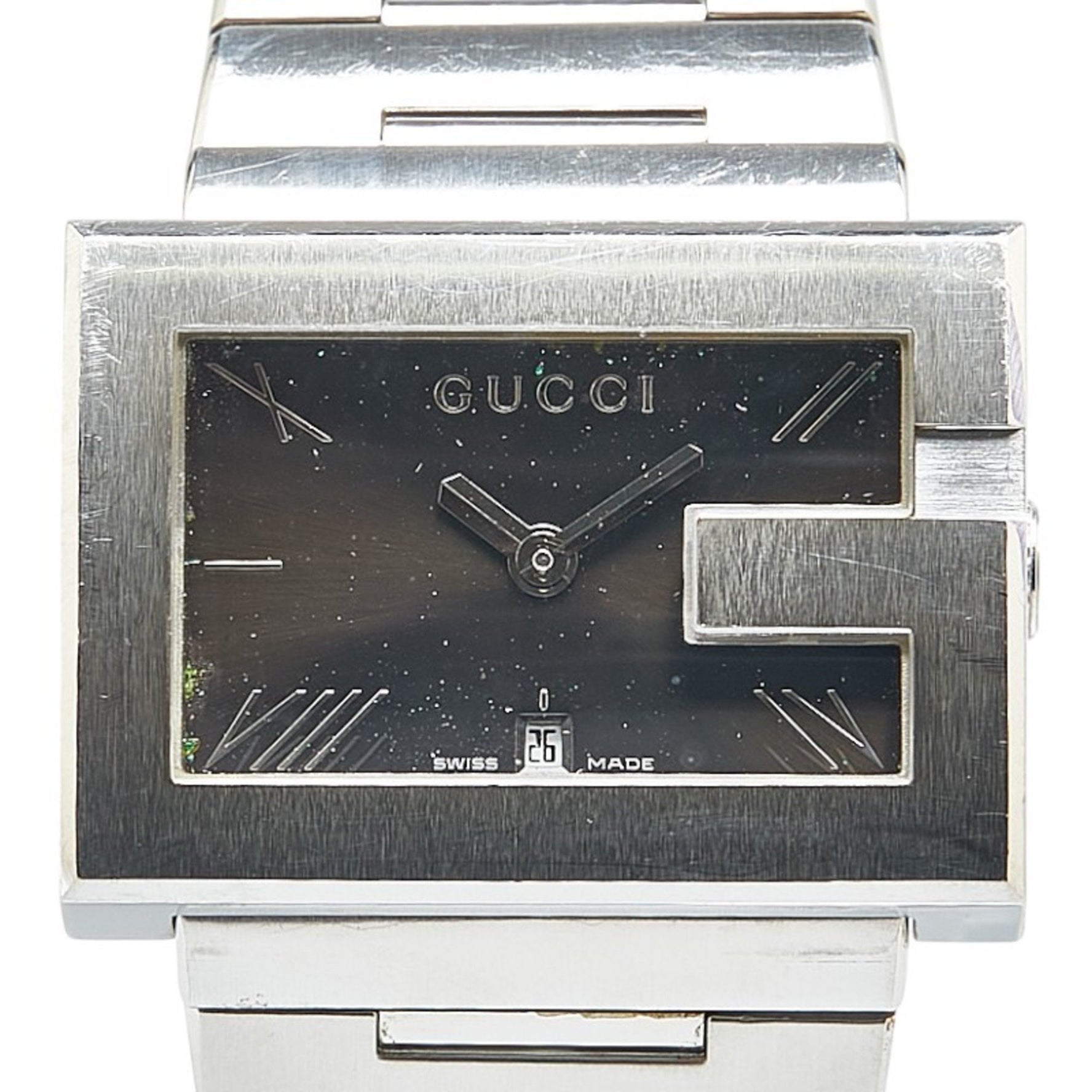 Gucci Men's 100M Quartz Watch with Black Dial and Stainless Steel Movement
