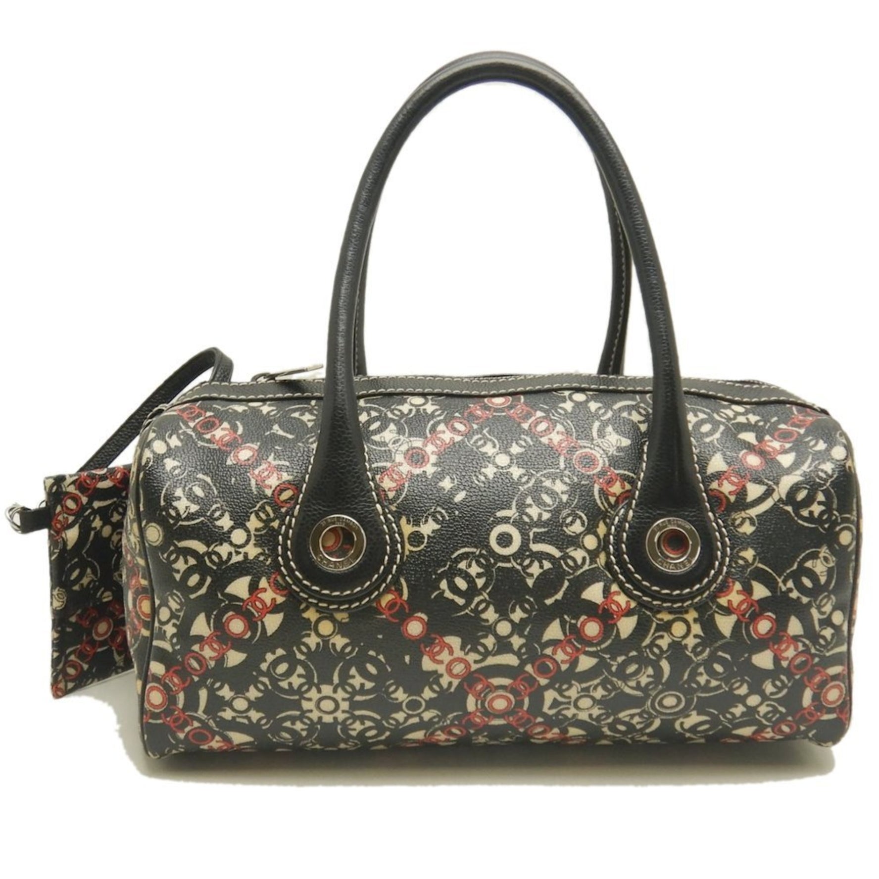 CHANEL Coco Travel Boston Bag in Black and Red Caviar Leather