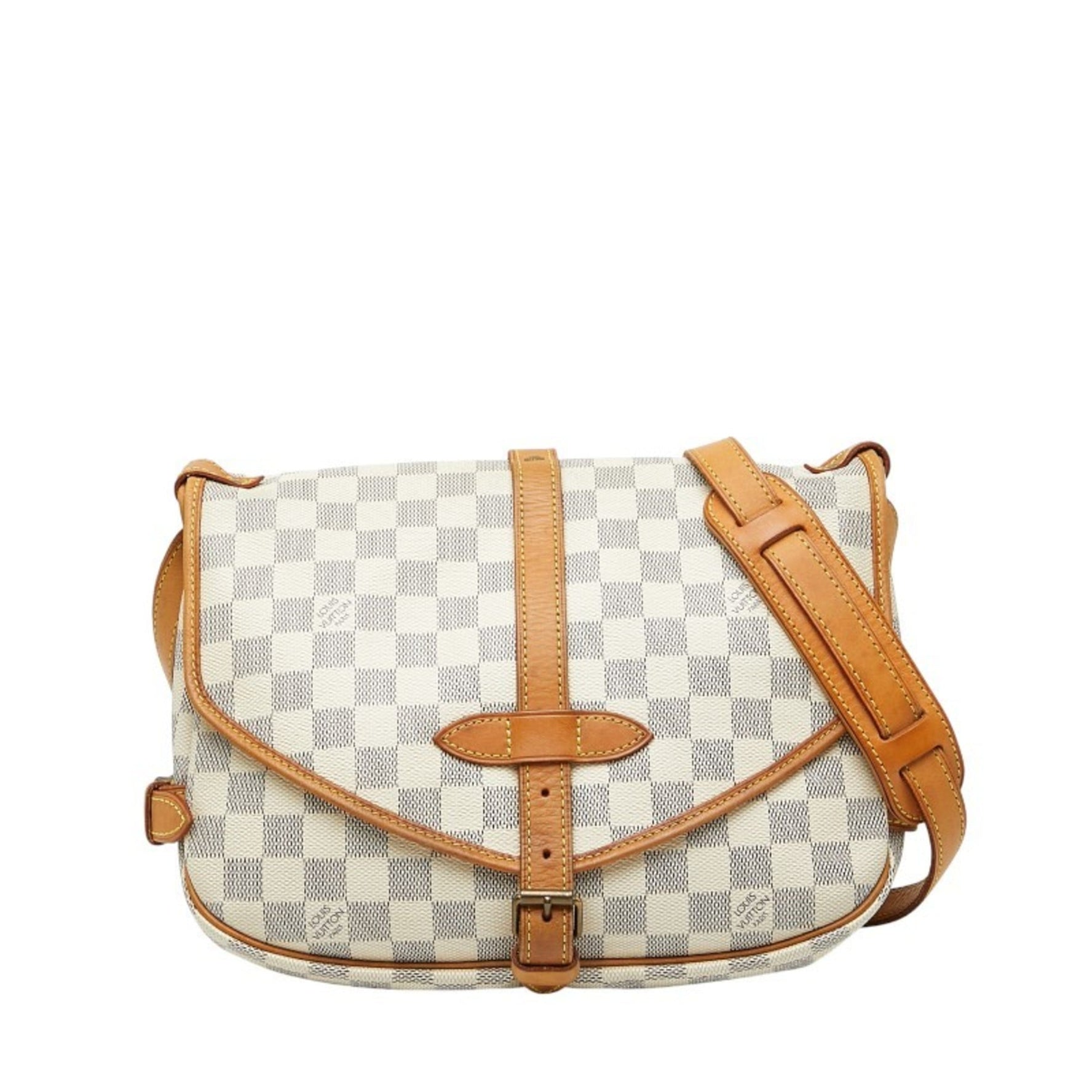 Louis Vuitton Damier Azur Saumur Special Order Shoulder Bag White/Brown Leather LOUIS VUITTON